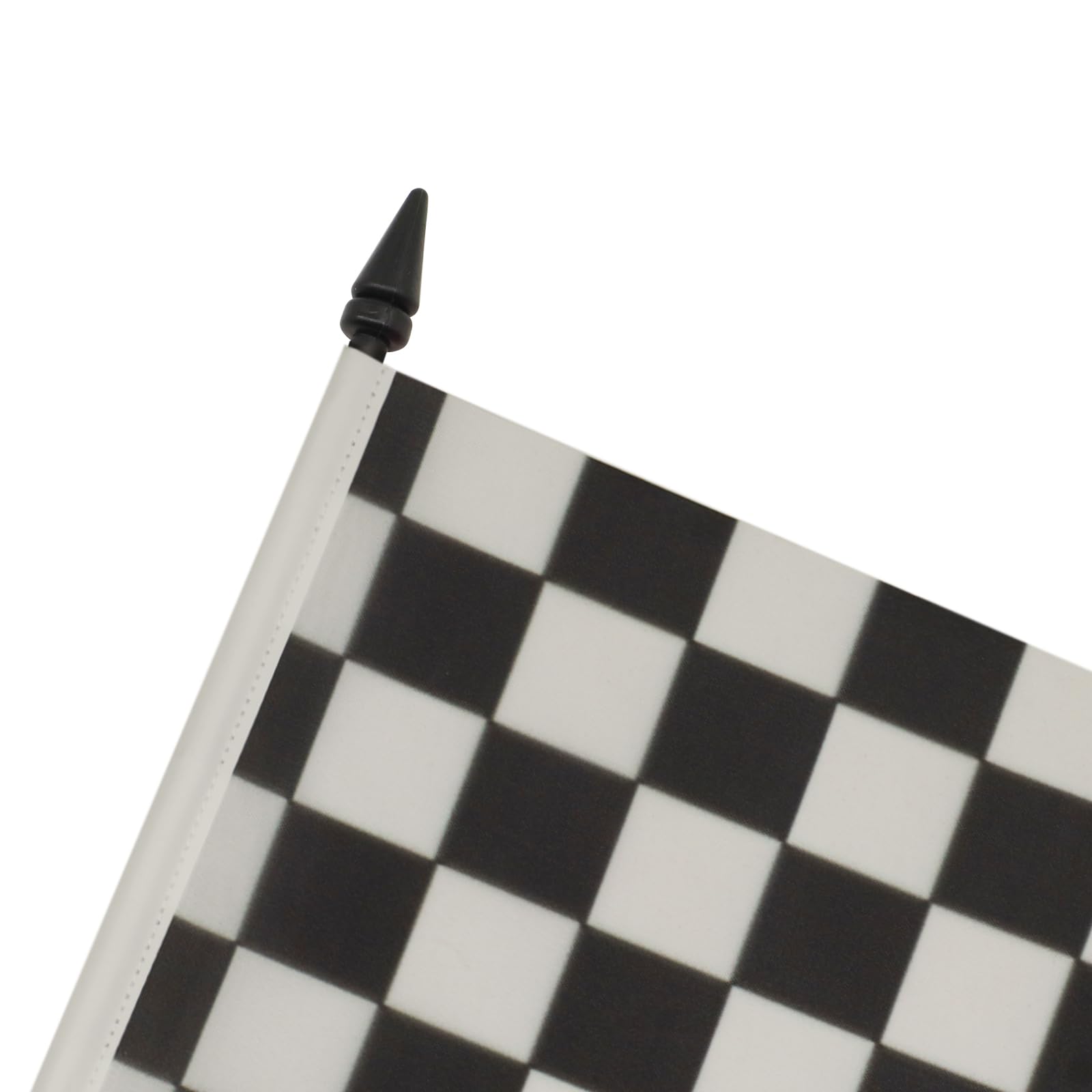 Checkered Black & White Racing Table Flag 5'' x 8'' (21x14cm) with Black Plastic Base - Perfect for NASCAR, F1 Decor & Office Desk Accessories