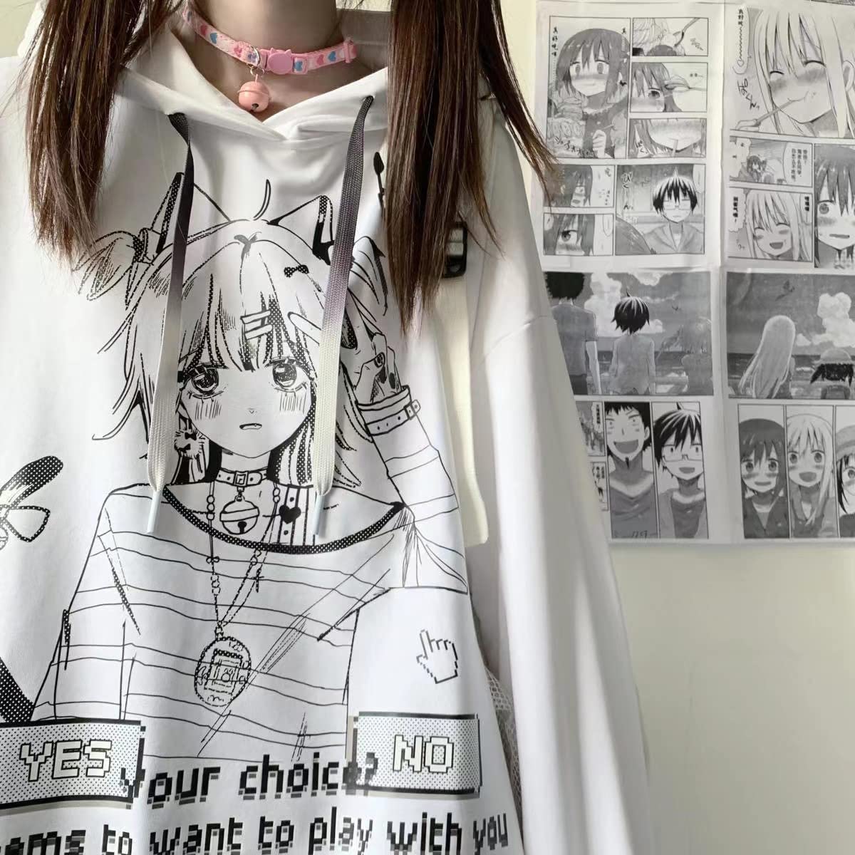 YUESUO Japanese Harajuku Kawaii Anime Girl Hoodie - Cute Oversized Emo Gothic Sweatshirt for Teens | JK Fashion, Cosplay & Streetwear Outfits