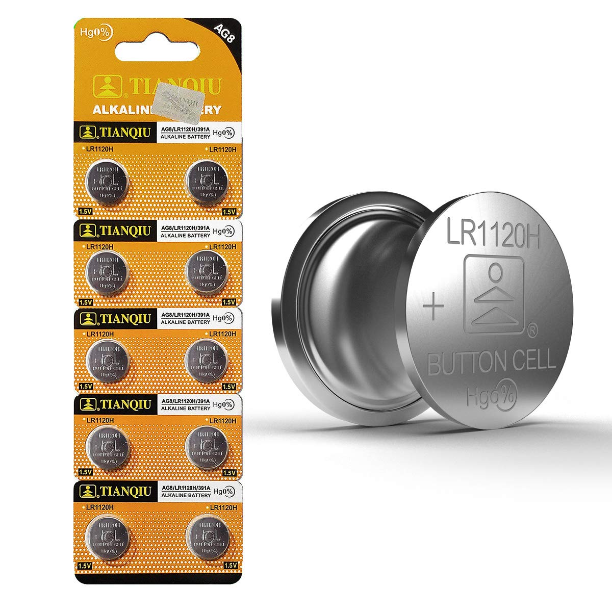 Tianqiu LR1120H 391A AG8 Alkaline 1.5V Button Cell Battery (10-Pack) - Long-Lasting Power for Watches, Calculators & Small Electronics