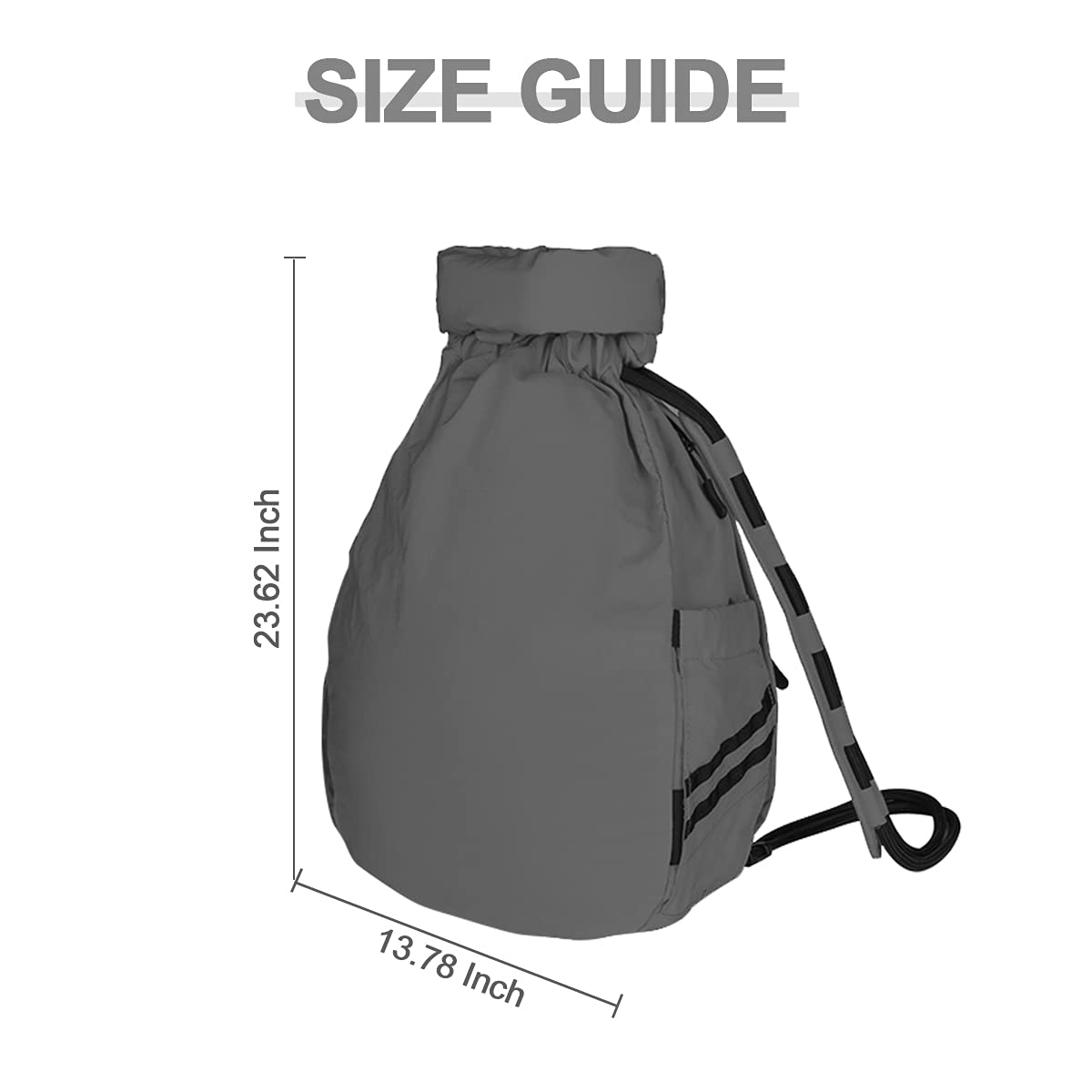 Waterproof Drawstring Backpack - 30L Expandable Anti-Theft Gym Bag with Secure Zipper Pockets - Lightweight Sports Sack for Men, Women & Kids - Perfect for Workout, Beach, School, Hiking & Travel Accessories (Gray)