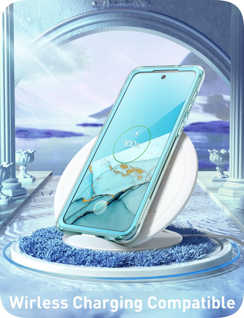 i-Blason Glitter Case for Samsung Galaxy S22 (6.1 Inch) 5G - Shockproof Bumper Cover with 360° Protection & Built-in Screen Protector | Glossy Sparkle Design (Ocean Blue) - Perfect for Everyday Use, Travel & Outdoor Activities