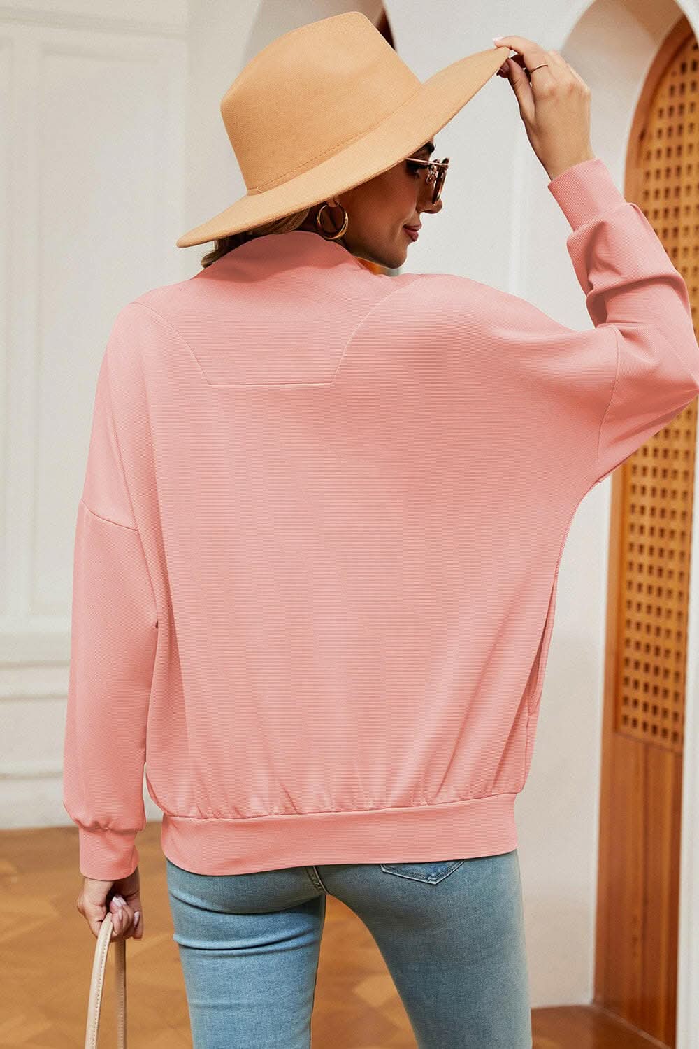 Stylish Women's Half Zip Sweatshirt with Pockets - Cozy Pullover for Casual Outfits, Outdoor Activities & Lounge Wear