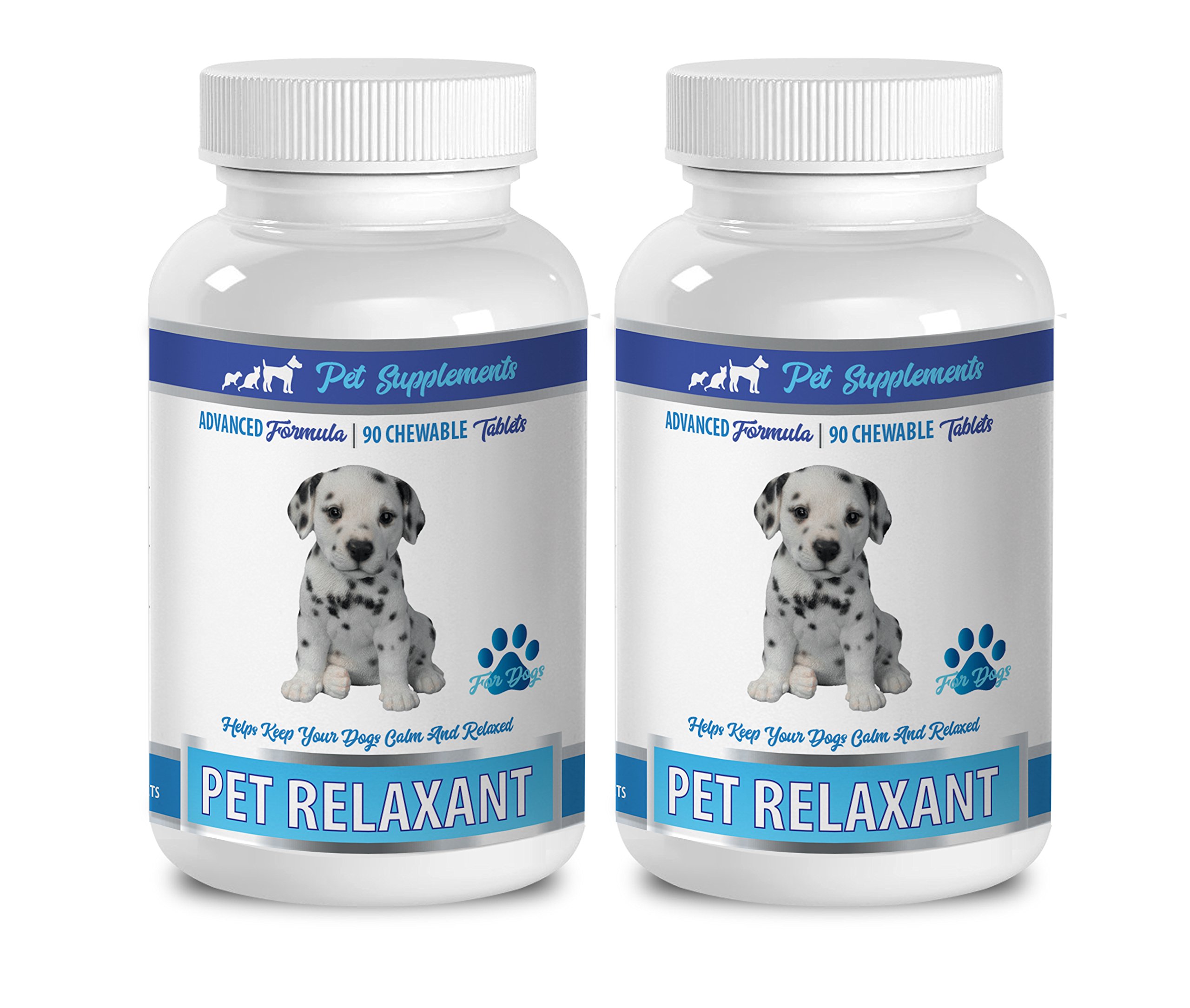Natural Puppy Calming Chews for Dogs - Anxiety & Stress Relief Treats with L-Tryptophan - Behavior Support Supplement - 180 Soft Chews (2 Bottles) - Perfect for Thunderstorms, Travel & Separation Anxiety