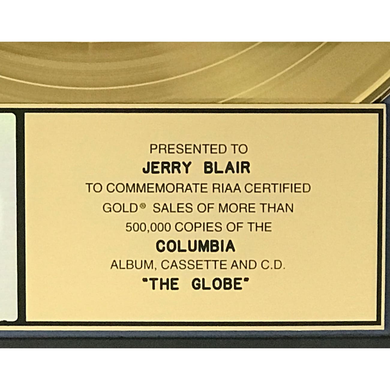 Big Audio Dynamite II The Globe RIAA Gold Album Award - Certified Gold Record for Music Collectors & Fans - Perfect for Home Display, Music Room Decor & Gift for Audiophiles
