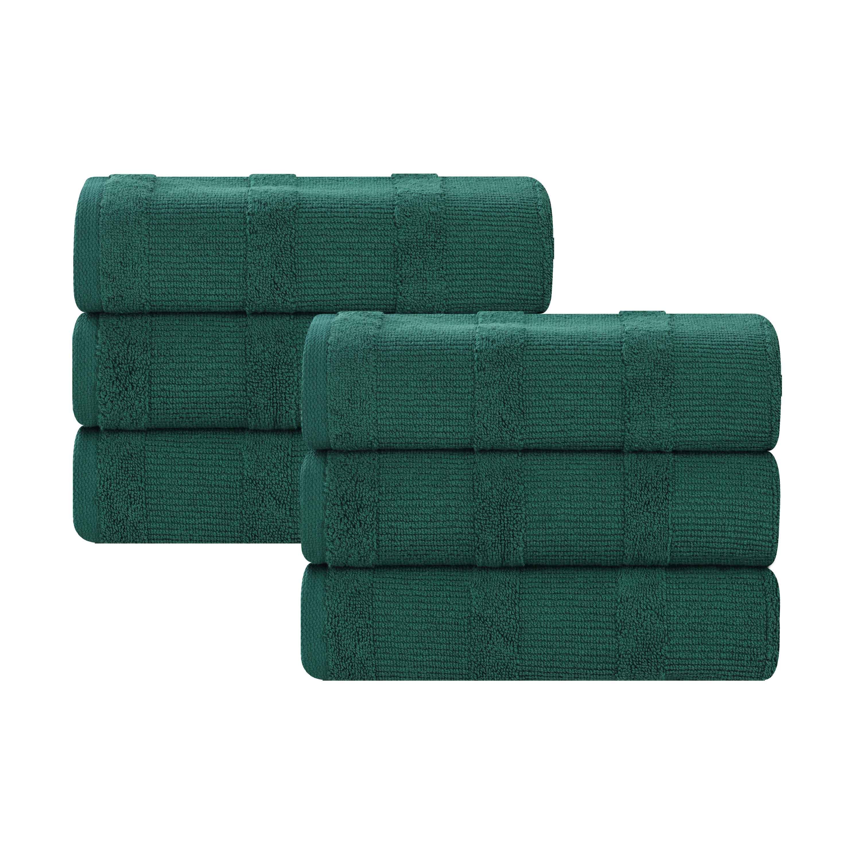 Premium Roma Cotton Ribbed Textured Hand Towels - Soft & Absorbent Bathroom Towel Set of 6 - Perfect for Kitchen, Guest Bathroom & Spa Use