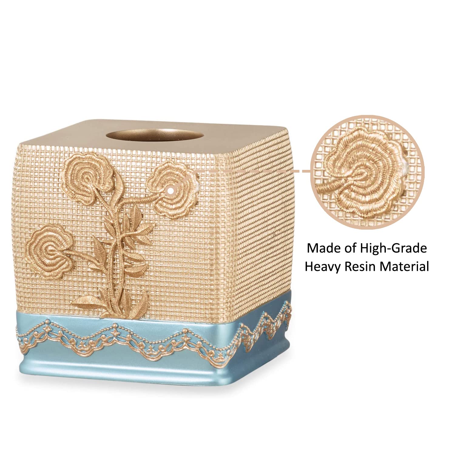 Trendy Ombre Rose Design Tissue Box Cover - Elegant Blue Bathroom Decor for Home & Office | Perfect for Vanity, Shelf, or Countertop Display