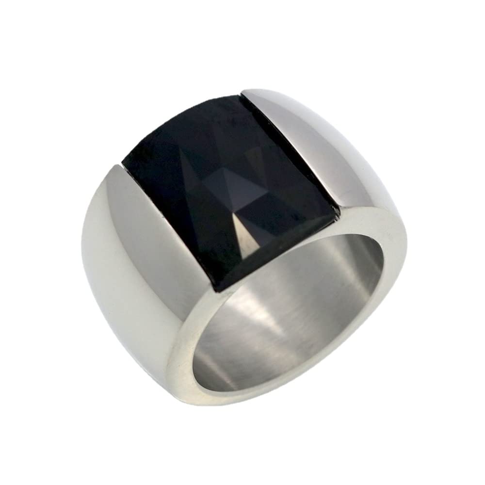 High Polished 316L Stainless Steel Ring with Colorful Glass Stones | Gold & Silver Plated | Blue, Purple, Black, White Gemstone Jewelry | Perfect for Parties, Weddings & Everyday Fashion