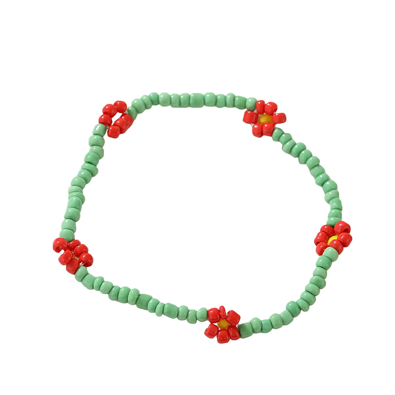 Handmade Beaded Ankle Bracelet for Women - Colorful Bohemian Style Woven Anklet with Adjustable Fit, Perfect for Beach Vacations, Summer Outfits & Festival Accessories (Size D, One Size Fits Most)