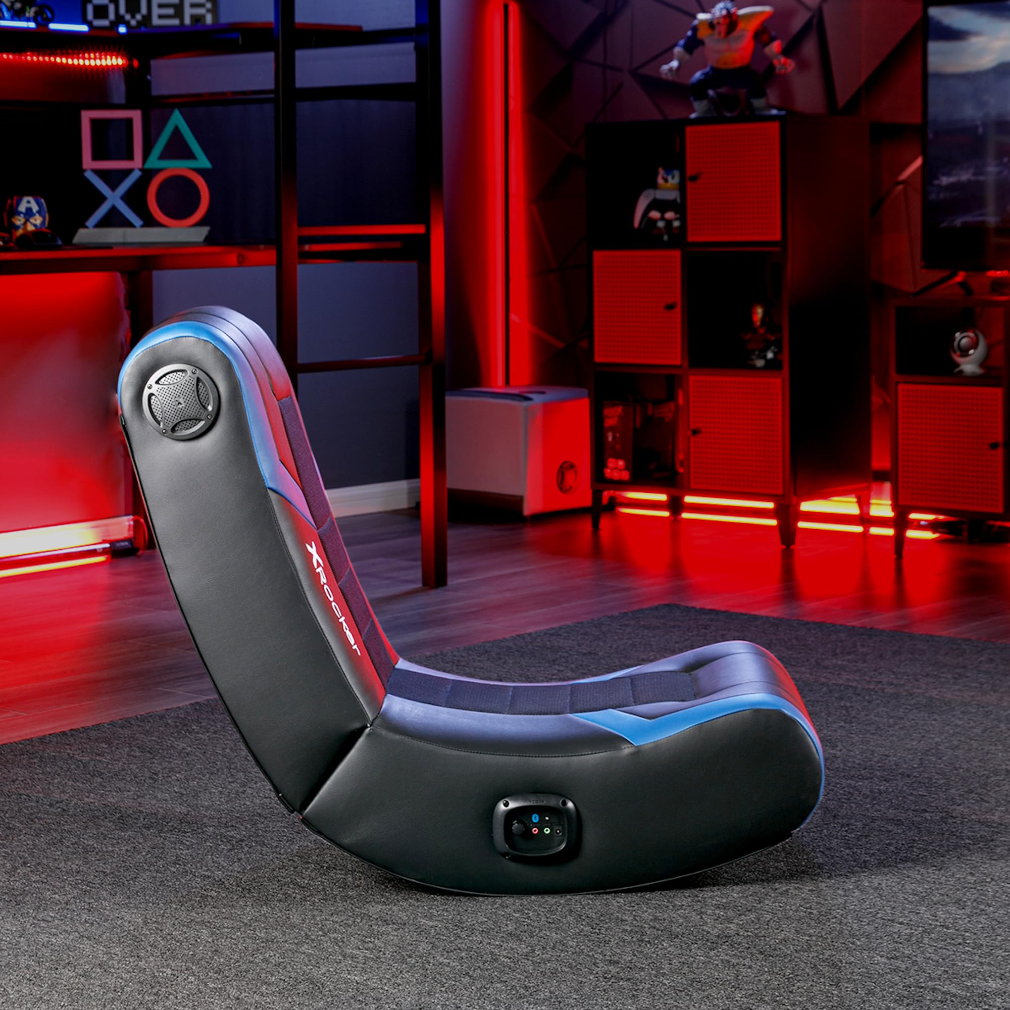 X Rocker Video Gaming Floor Rocker Chair with Built-in Audio Speakers - Foldable Ergonomic Design for Bedroom, Game Room or Living Room - Perfect Gift for Gamers, Boys, Girls & Teens Ages 5-17 - Great for Gaming, Movie Nights & Relaxation