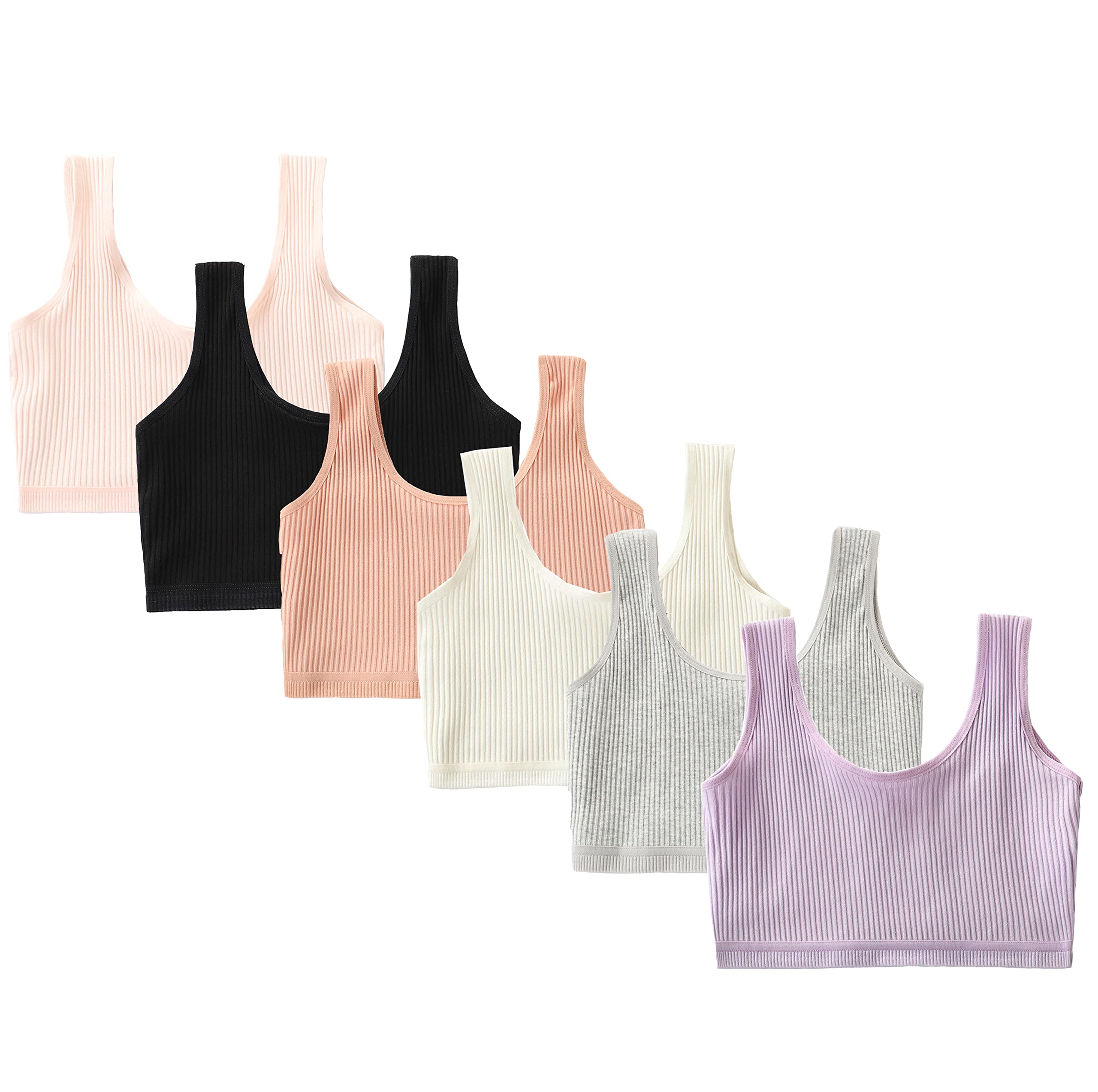 ZEILINGERY Girls Seamless Sports Bra - Soft Training Bras for Teens 6-15 Years - Comfortable Cami Bralette for School, Yoga & Active Play
