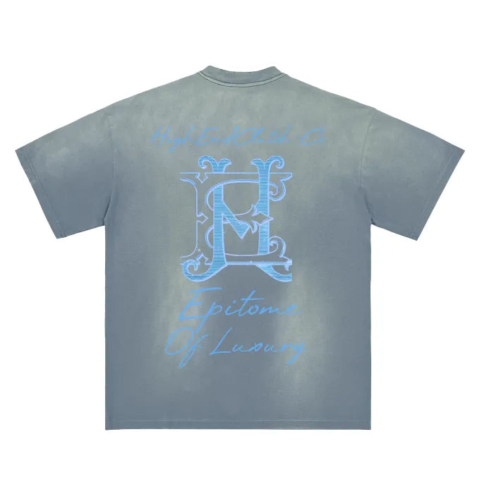 Distressed Drop Shoulder Crew Neck T-Shirt for Men - 270 GSM Heavyweight Vintage Washed Cotton Tee - Casual Streetwear & Everyday Wear