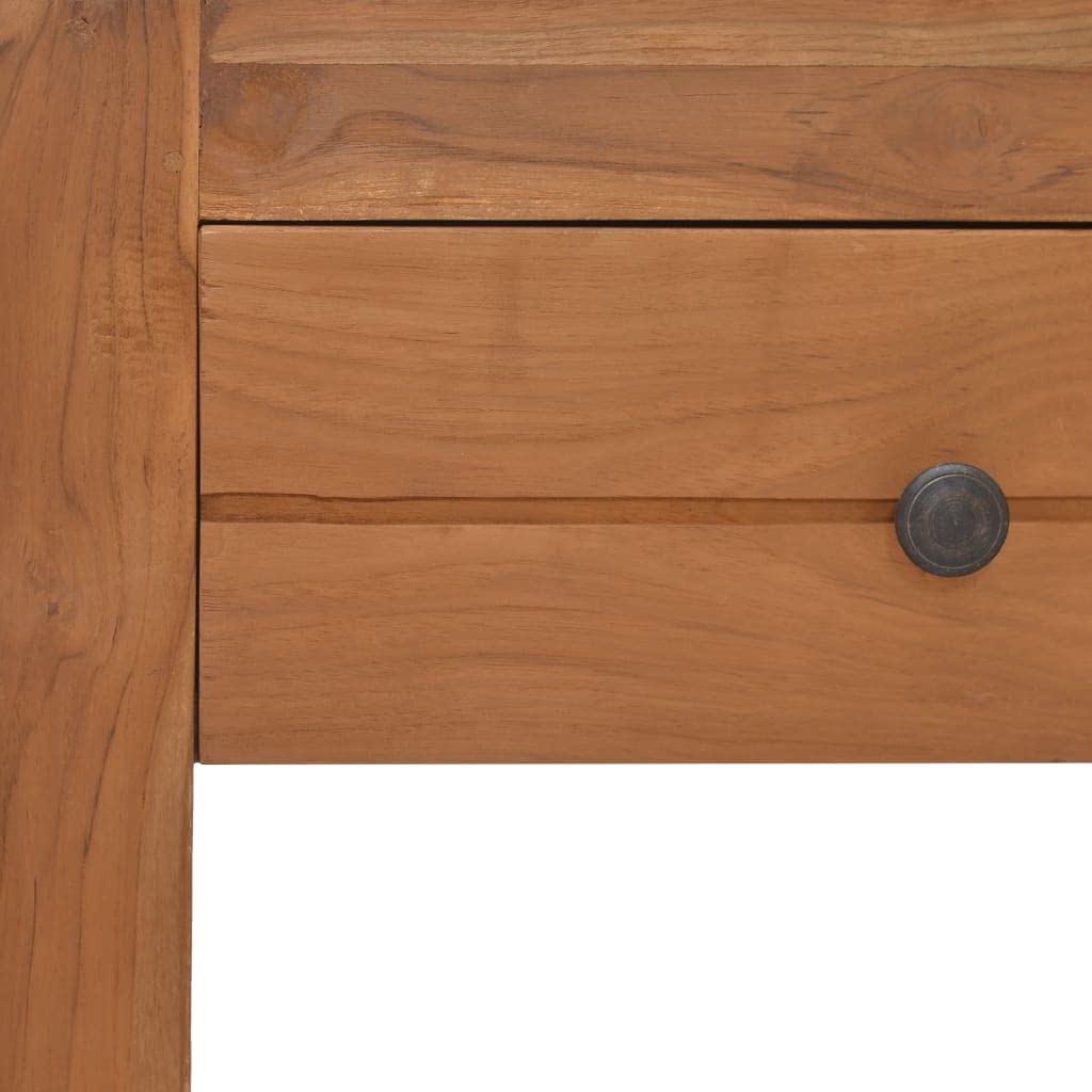 Modern Nightstand with Drawer - Solid Teak Wood Bedside Table (19.7
