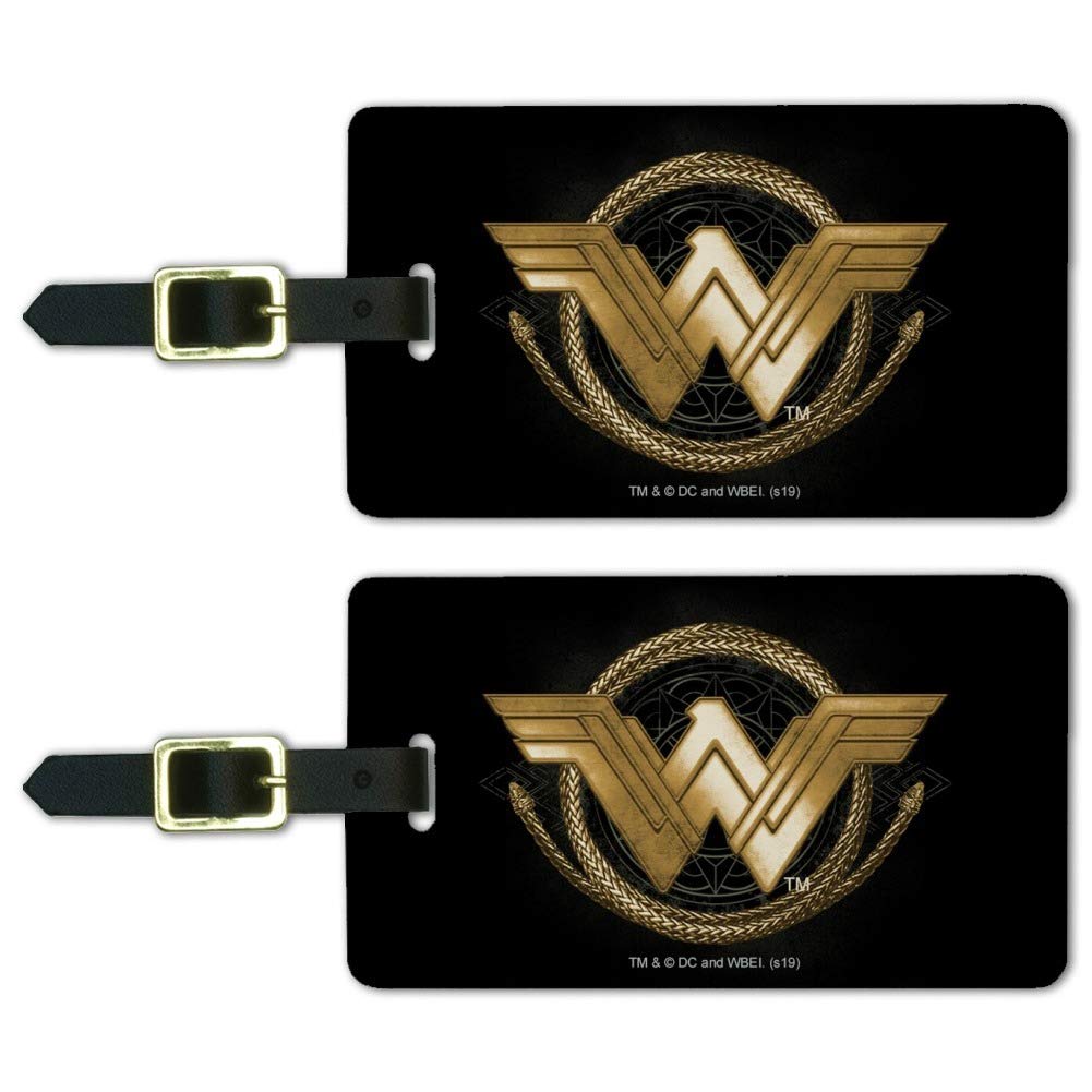 Wonder Woman Movie Golden Lasso Logo Luggage ID Tags - Set of 2 Travel Accessories for Carry-On Bags, Suitcases & Backpacks - Perfect for Air Travel, Vacation & Cosplay