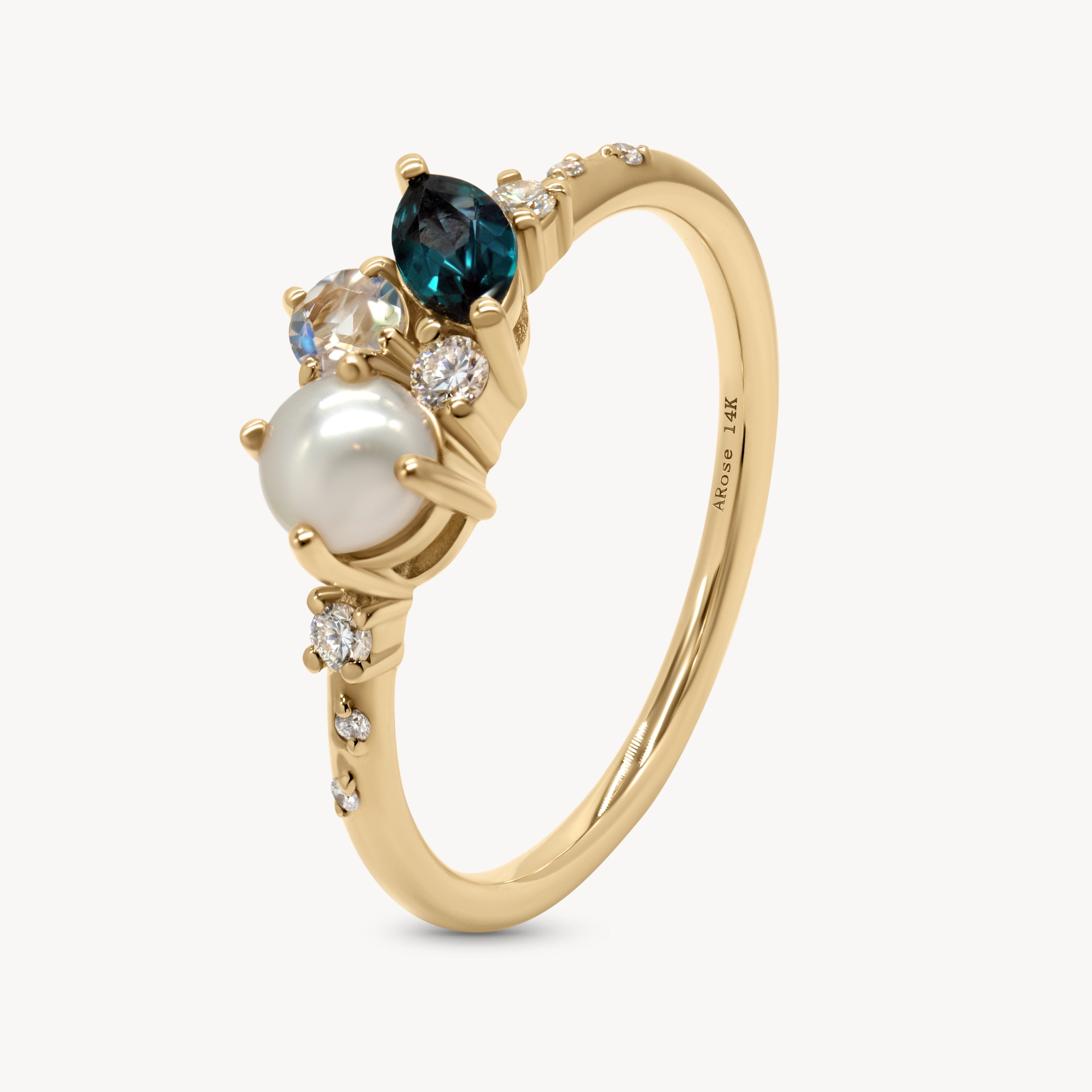 Pearl Ocean Starry Cluster Ring - Elegant Silver Jewelry for Women, Perfect for Weddings, Parties & Date Nights