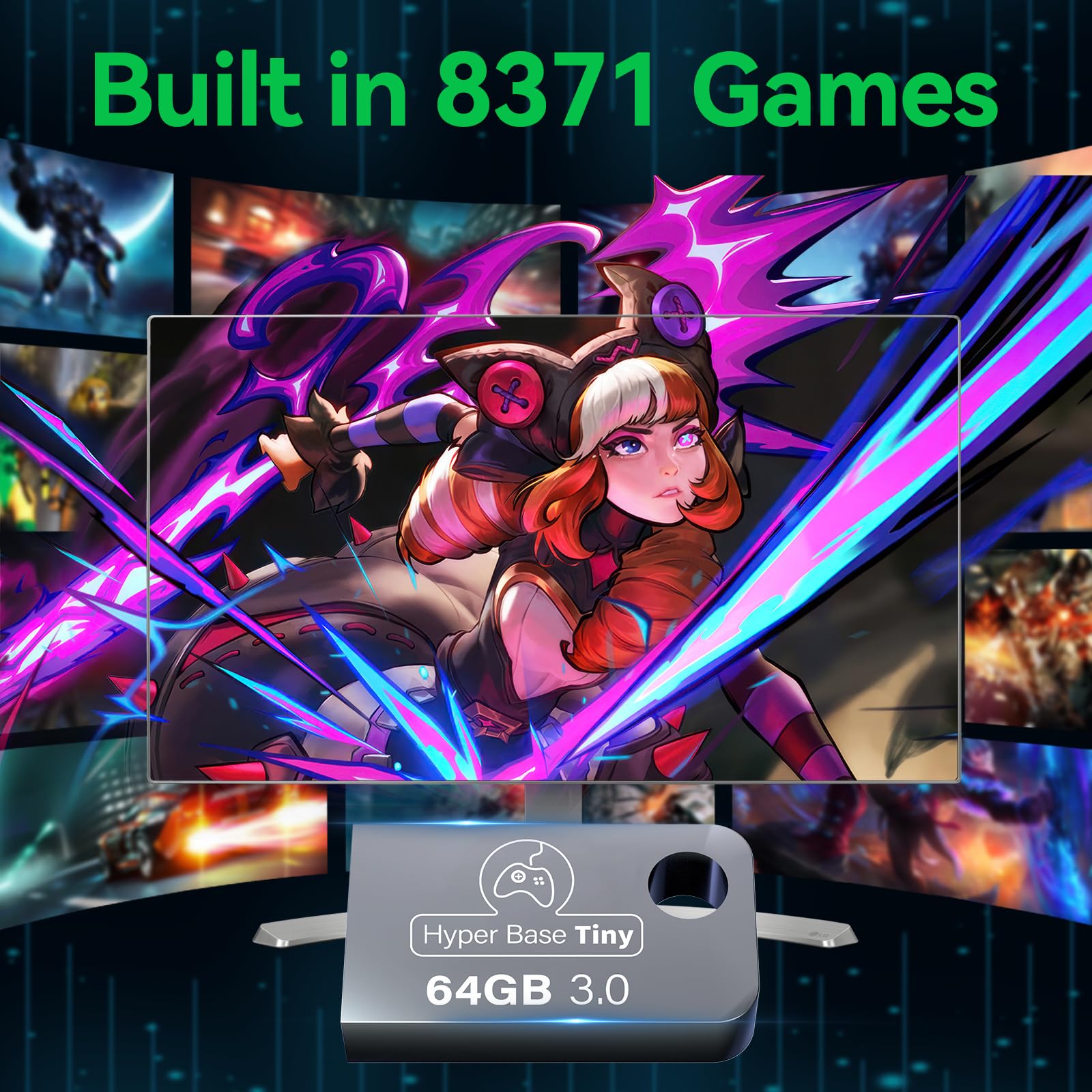 Portable Retro Game Console with 8371 Classic Games - Wireless Plug & Play Emulator for PC - 15 Emulators Included - Perfect for Travel, Gifts & Nostalgic Gaming