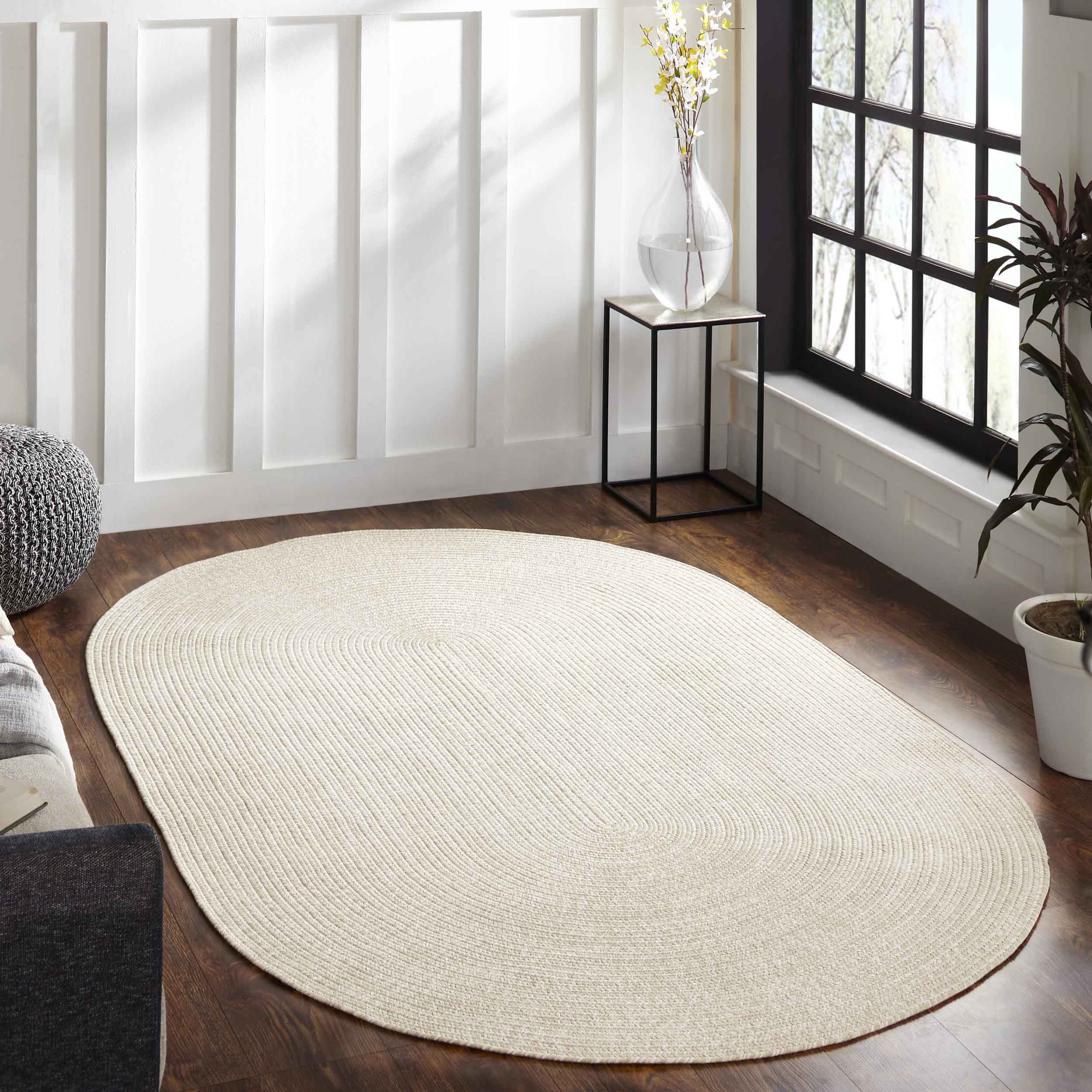 Reversible Braided Area Rug - Non-Slip Two Tone Indoor/Outdoor Rug for Living Room, Bedroom, Patio - Soft & Durable Home Decor