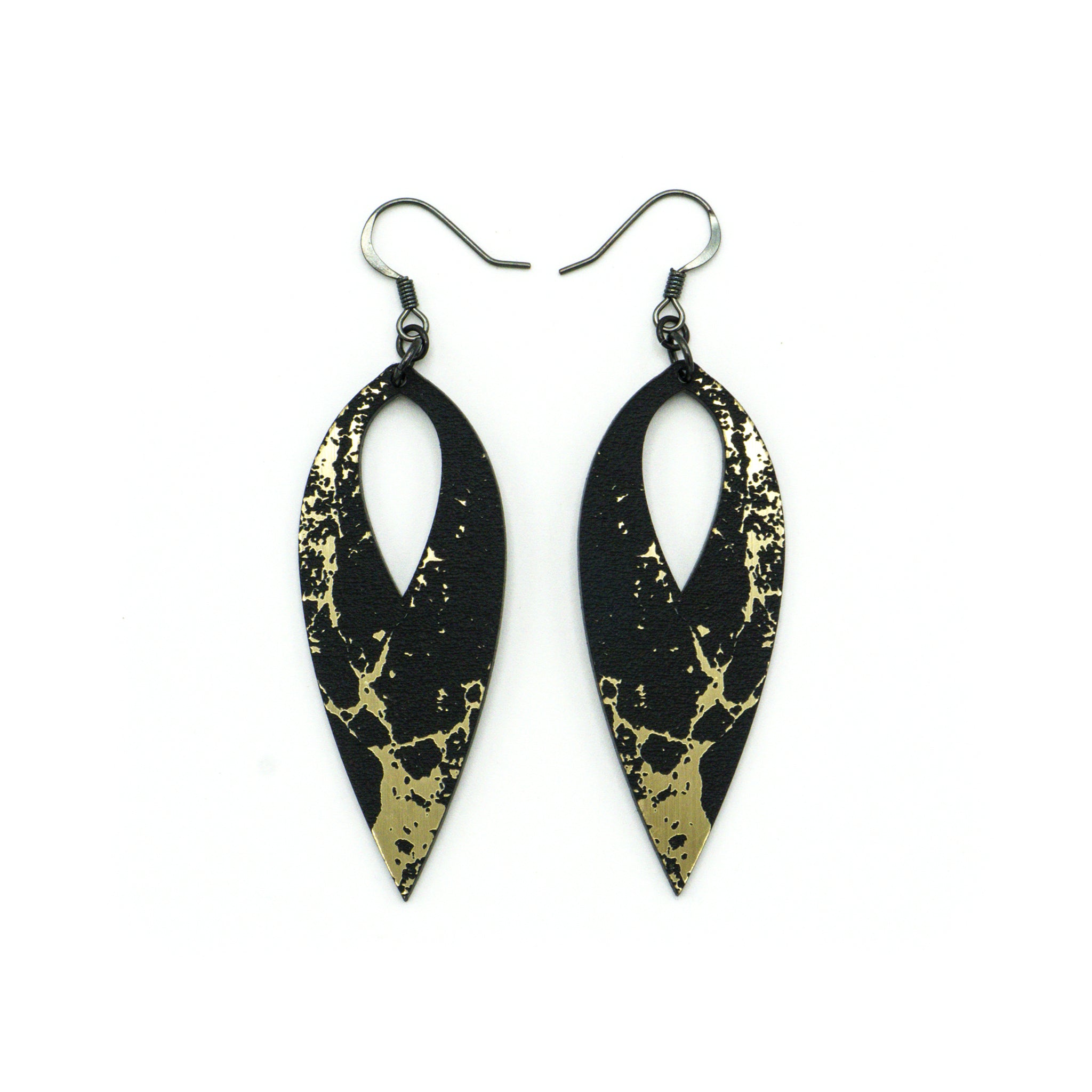 Nativas 19R Acrylic Earrings - Brushed Gold & Black Hoop Earrings for Women, Trendy Statement Jewelry for Party, Wedding & Everyday Wear