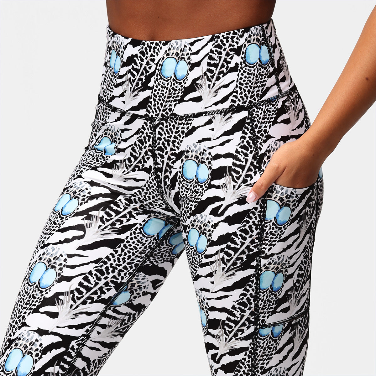 Monochrome Quill Leggings - High Waisted Yoga Pants for Women, Soft Stretchy Workout Leggings for Running, Gym & Lounge Wear