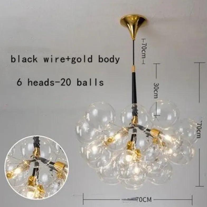 Elegant Transparent Glass Bubble Chandelier - Modern Artistic Lighting Fixture for Dining Room, Living Room & Bedroom Decor