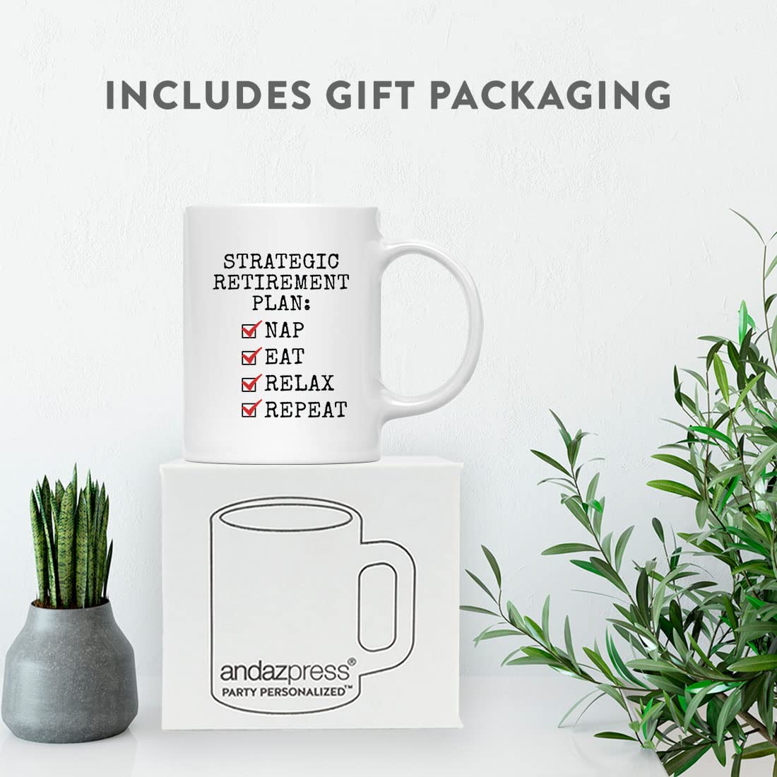 Funny Retirement Coffee Mug - Strategic Retirement Plan Ceramic Cup for Women & Men - 11 oz Happy Retirement Gift for Coworkers & Boss - Perfect Office Farewell Present & Humorous Coffee Cup for Daily Use
