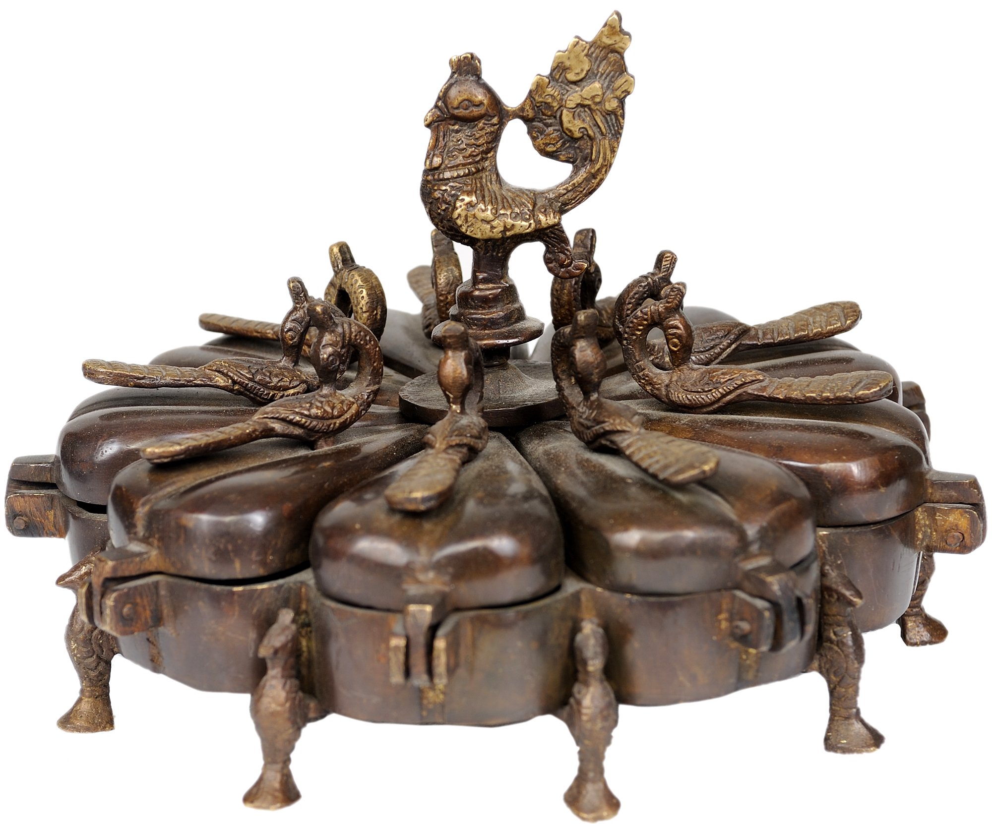 Elegant Peacock Ritual Box with Lid - Handcrafted Brass Statue for Home Decor, Spiritual Altar & Gift Giving