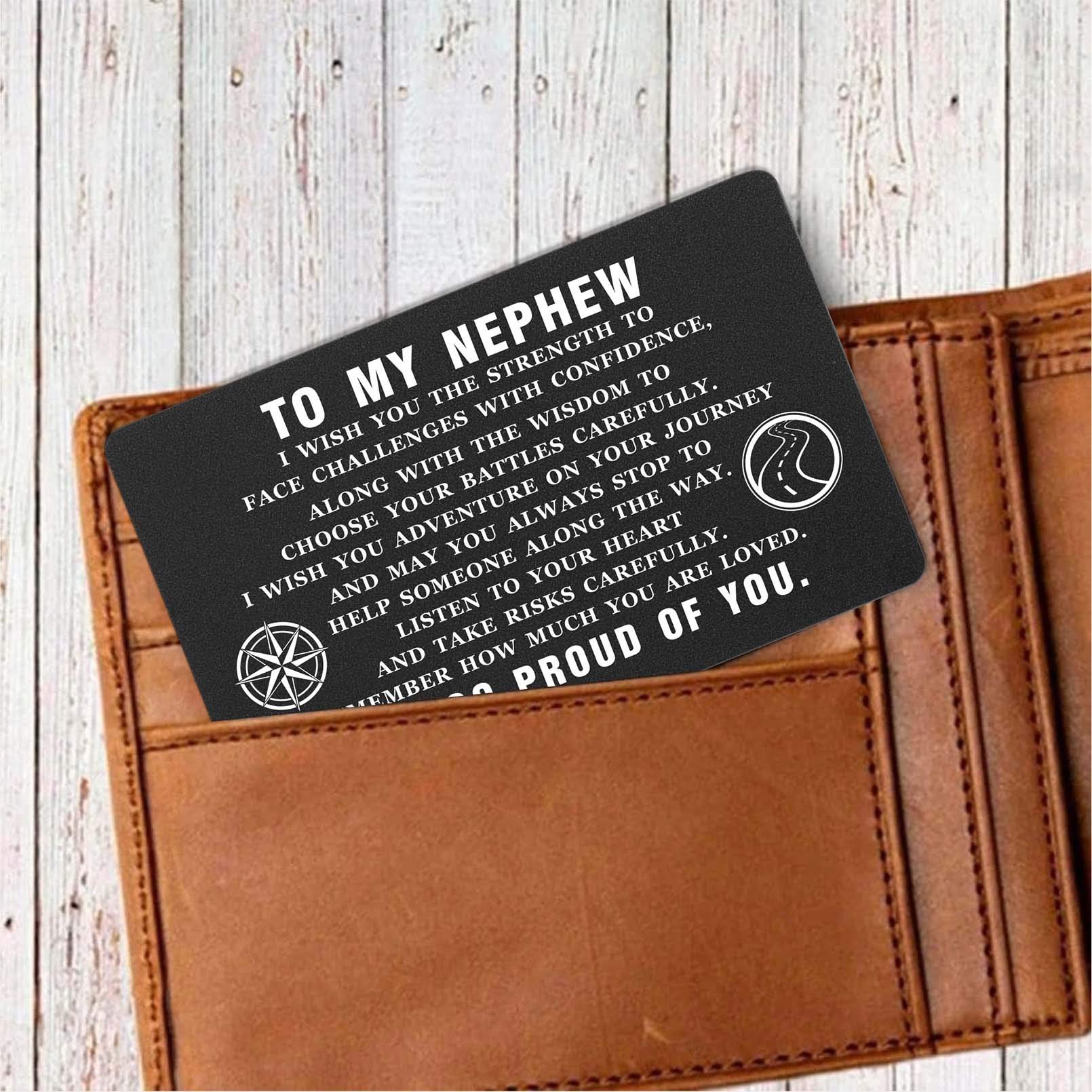ABNTY Inspirational Wallet Card - Thoughtful Graduation Gift for Nephew with Motivational Quote - Perfect for Special Occasions & Everyday Encouragement