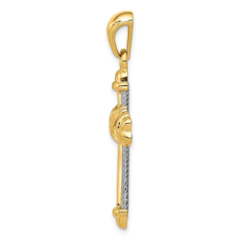 14k Two Tone Gold Rope Cross Pendant - Elegant Jewelry for Gifts & Faith