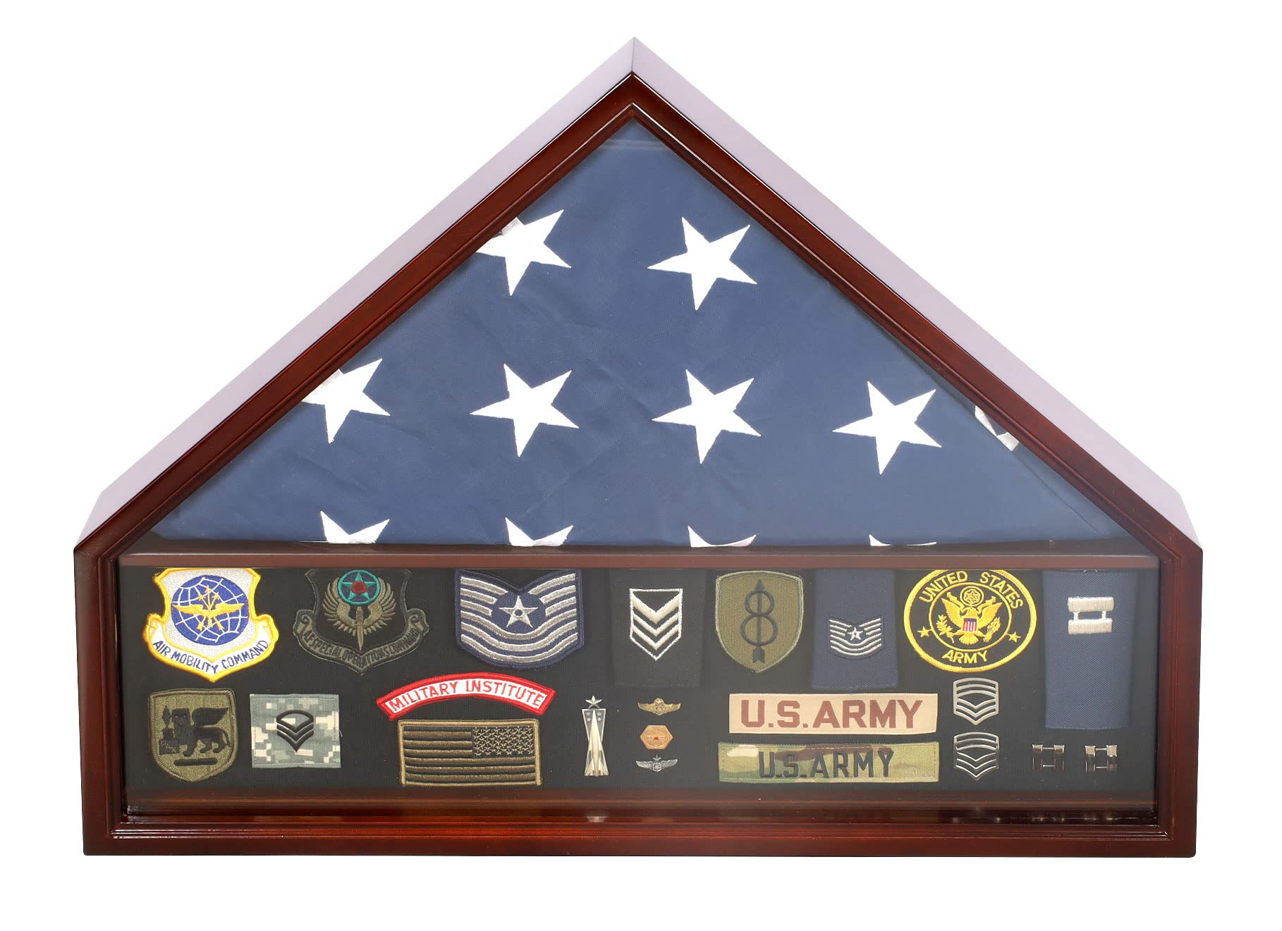 Memorial Funeral Flag Display Case with Medal Holder - 23