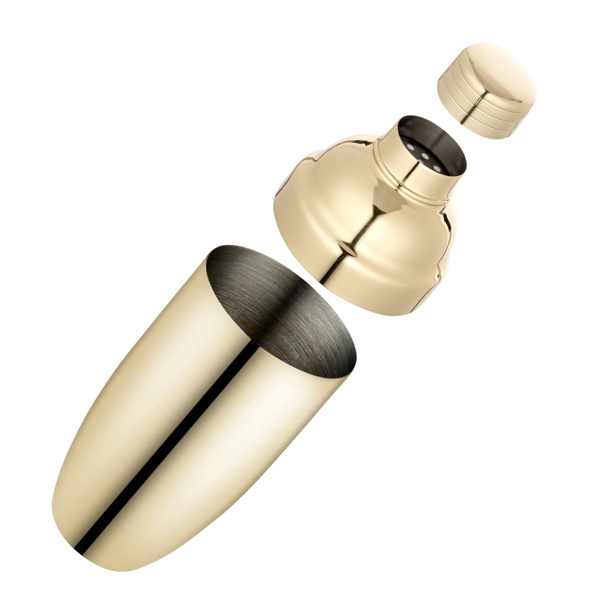 24 oz Gold Plated Stainless Steel Cobbler Cocktail Shaker - Bar Lux Professional Mixing Tool for Martini, Margarita & Mojito - Perfect for Home Bars & Parties (1 Count)