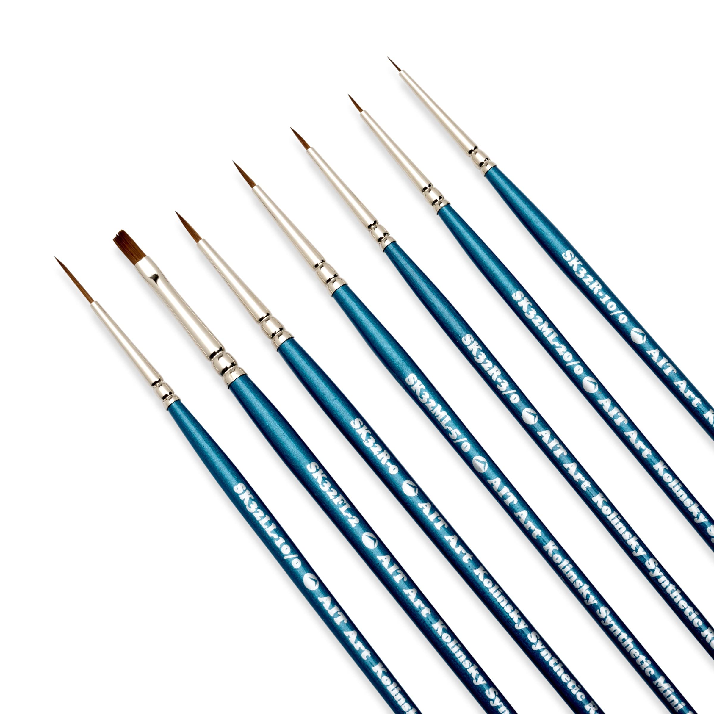 Premium AIT Art Select 7-Piece Detail Paint Brush Set - Synthetic Kolinsky Sable Hair - Made in USA for Fine Art & Miniature Painting - Perfect for Watercolor, Acrylics, Oil Painting & Model Detailing