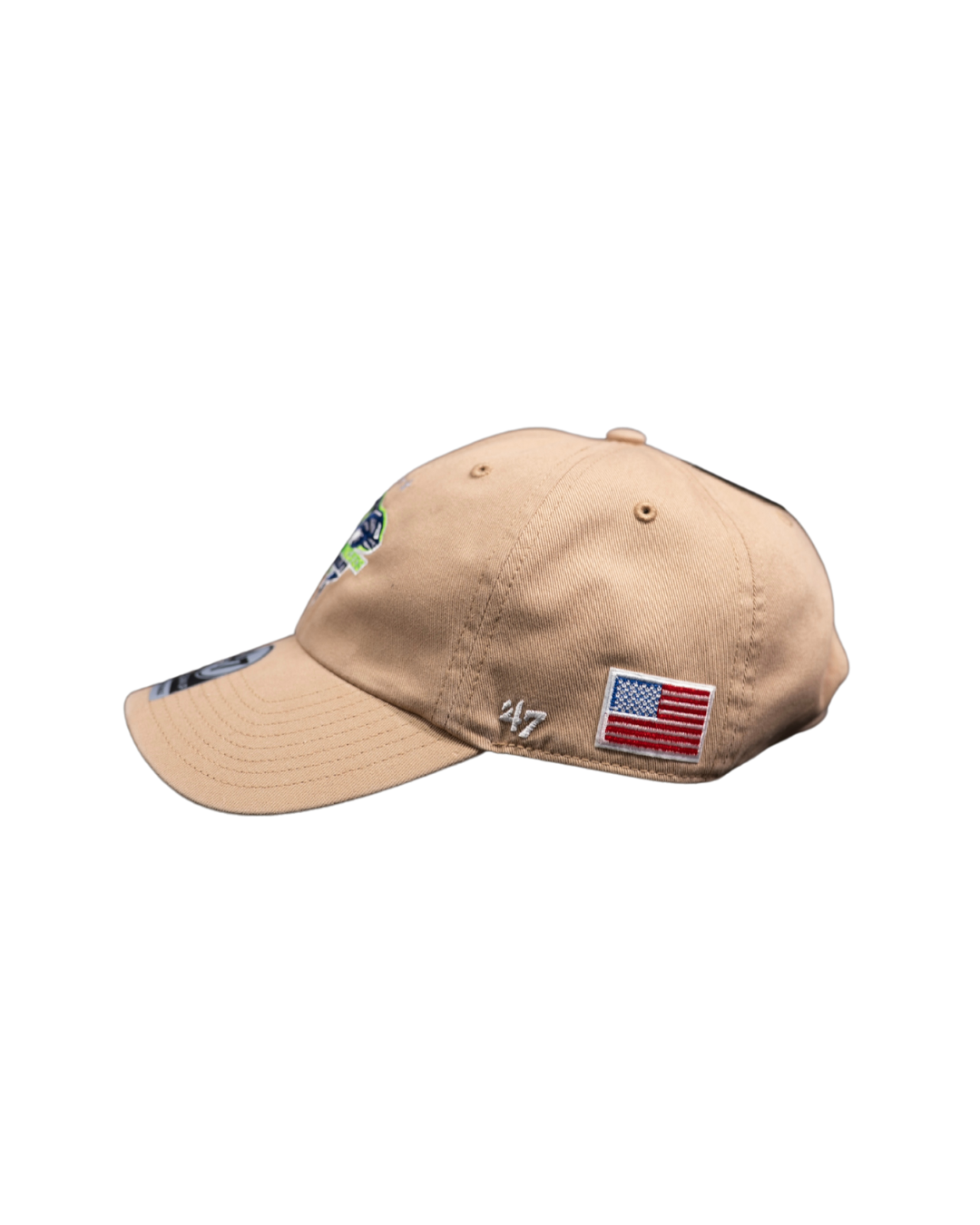 47 Khaki Seawolves Rugby Hat with American Flag - Adjustable Snapback Cap for Men & Women - Perfect for Rugby Games, Outdoor Sports and Patriotic Events