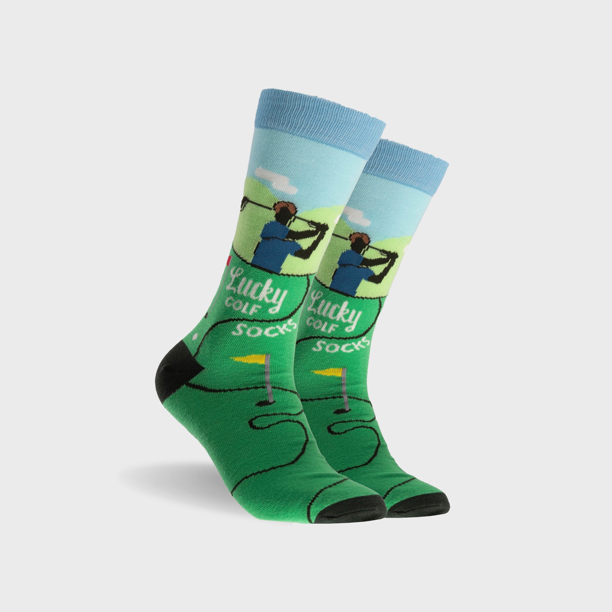 Men's Lucky Golf Cotton Crew Socks - Breathable Comfort for Sports & Casual Wear - Perfect for Golf, Running & Everyday Use (Green)