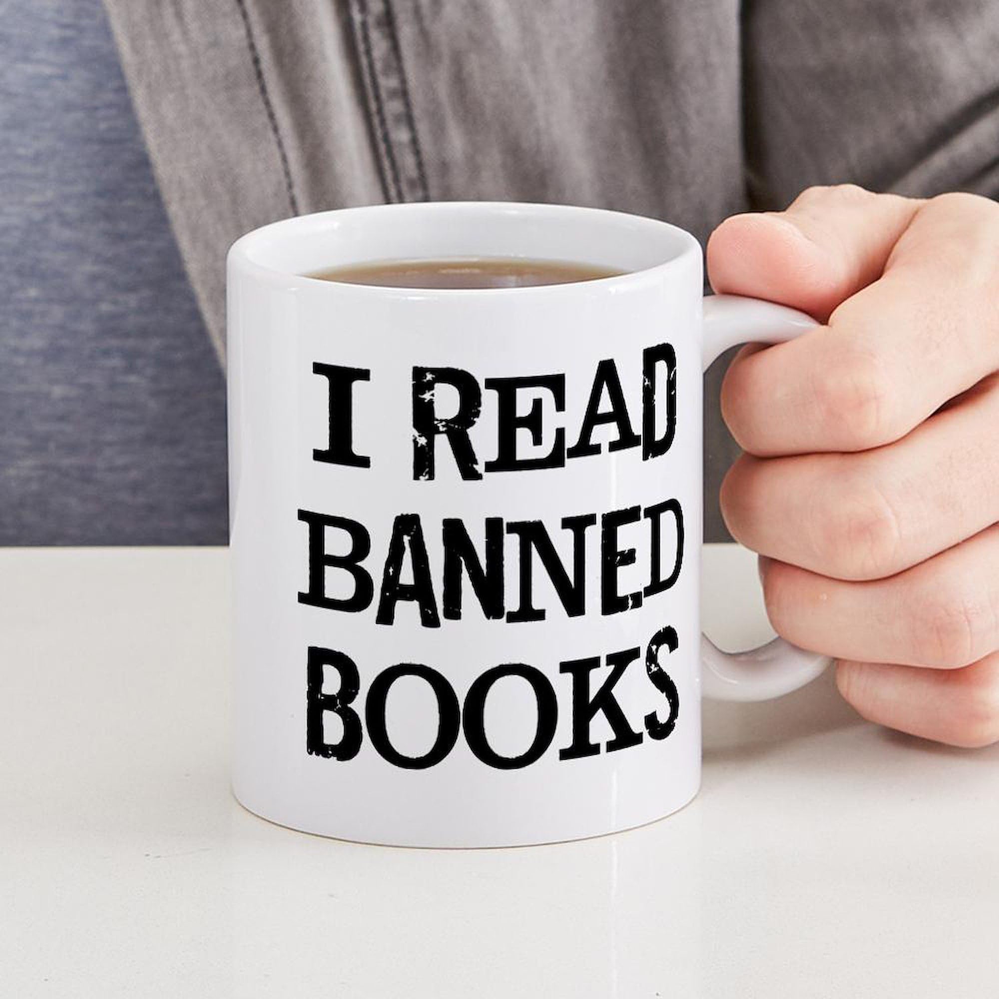 Banned Books 11 oz Ceramic Coffee Mug (325 ml) - Novelty Book Lover Gift for Readers, Writers & Teachers - Perfect for Home, Office & Library Use - CafePress