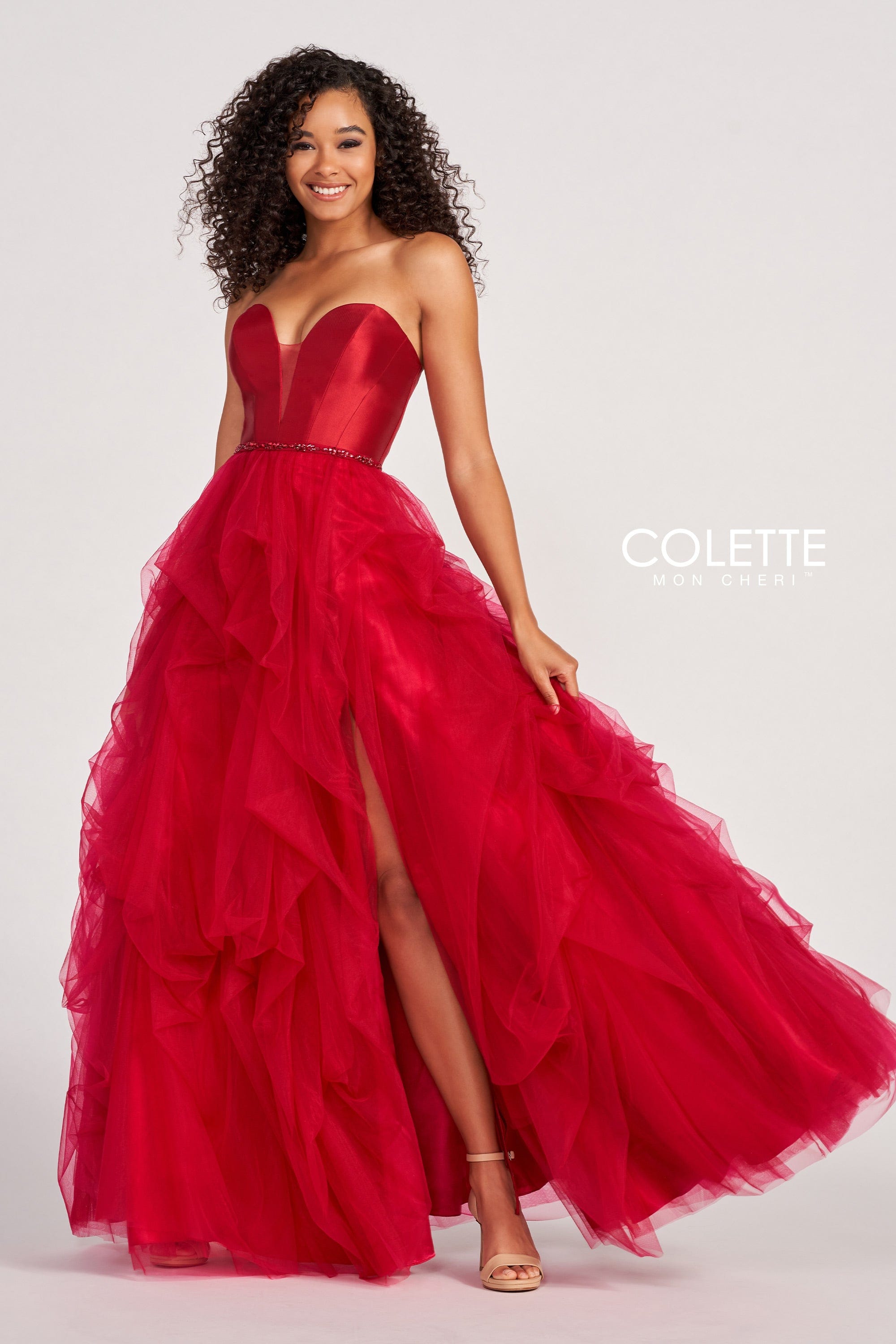 Elegant Colette For Mon Cheri Prom Dresses 2023 | A-Line Sweetheart Neckline Mikado Tulle Strapless Ball Gown | Perfect for Homecoming, Prom Night & Formal Events