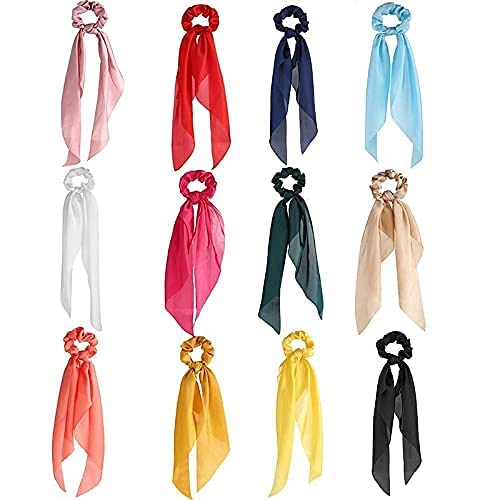 Artlift Satin Hair Scarf & Scrunchies Set for Women - 4 Pack Solid Color Elastic Hair Bands, Ponytail Holders & Headbands - Perfect for Workouts, Office, School & Everyday Styling