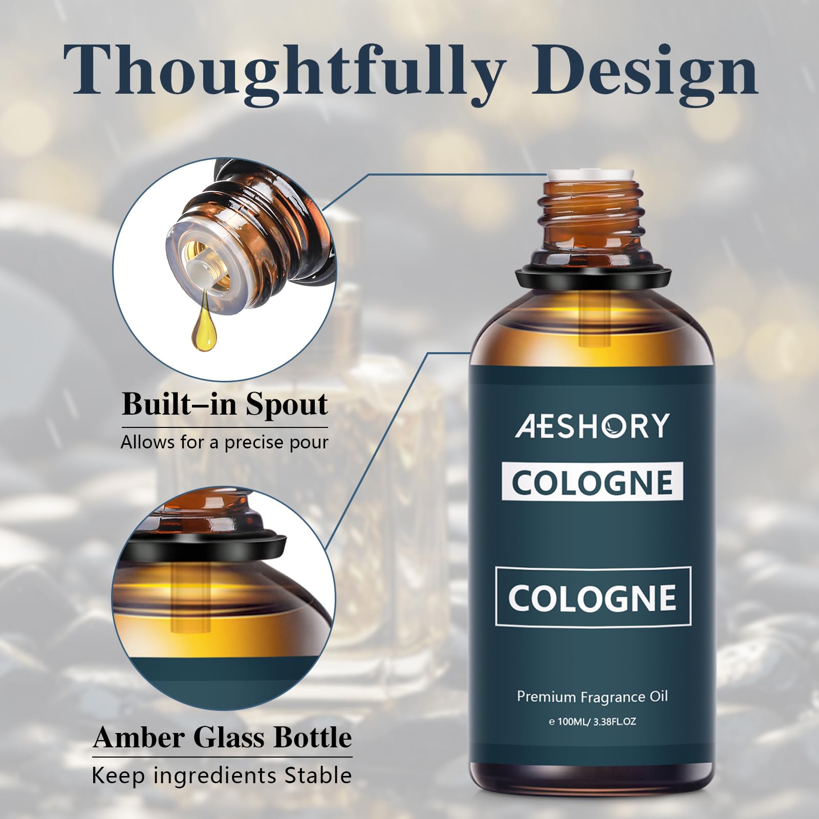 Premium Cologne Fragrance Oil 3.38FL.OZ (100ml) - Long-Lasting Aromatherapy Essential Oil for Diffusers, Massage, Soap & Candle Making - Cologne Scented Oil for Home, Spa & Relaxation - Perfect for Stress Relief & Mood Enhancement