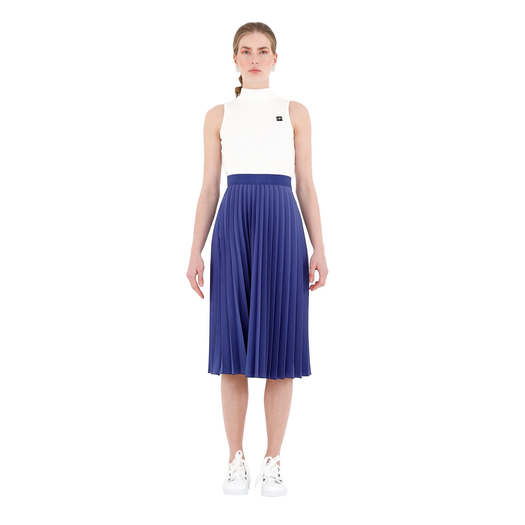 G-Line Women's Pleated Midi Skirt - High Waisted Knee Length Skirt for Casual, Office & Party Wear | Flowy & Comfortable A-Line Skirt