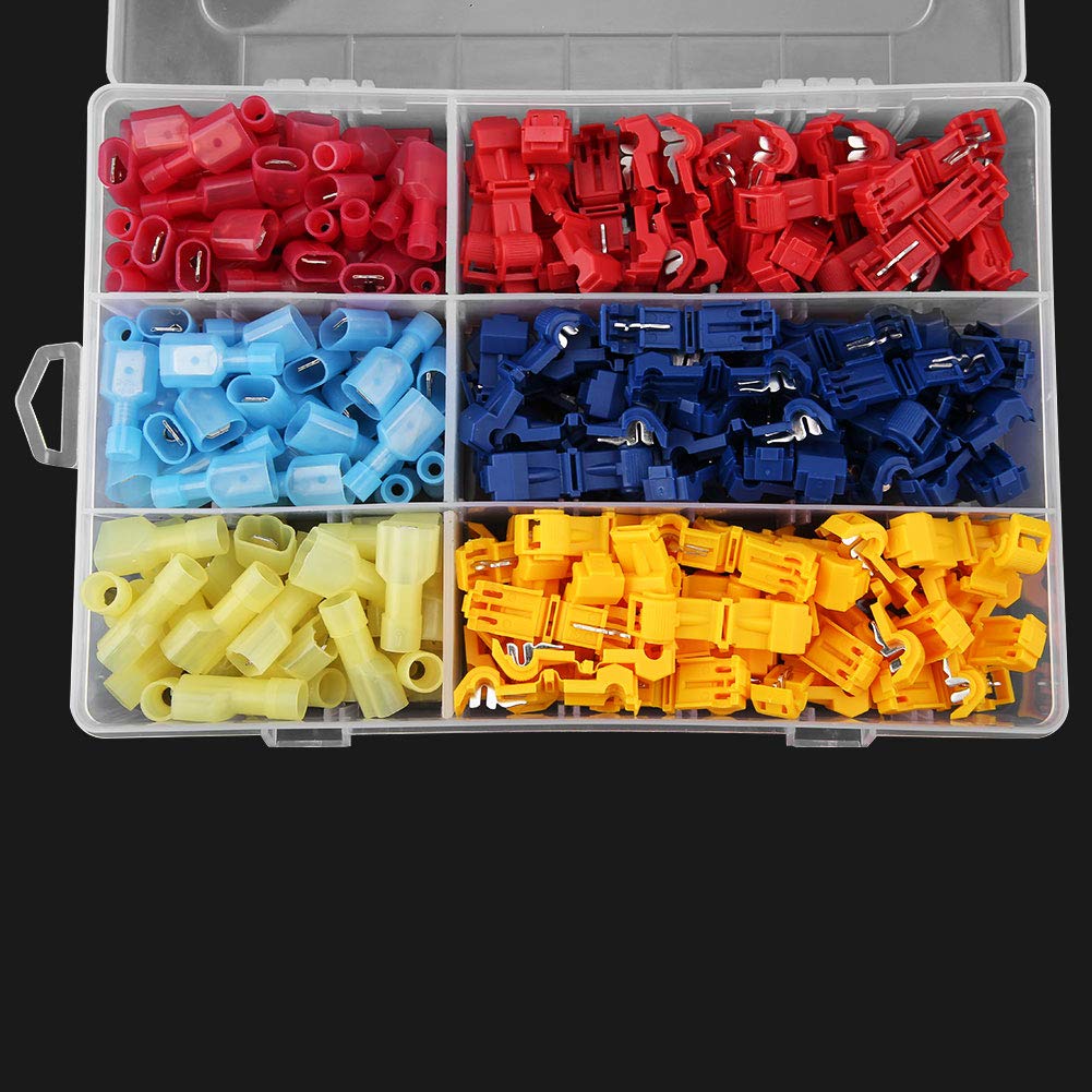 Meiyya 240pcs T-Tap Wire Connectors Kit - Brass & Plastic Solderless Terminals for Auto & Home Wiring