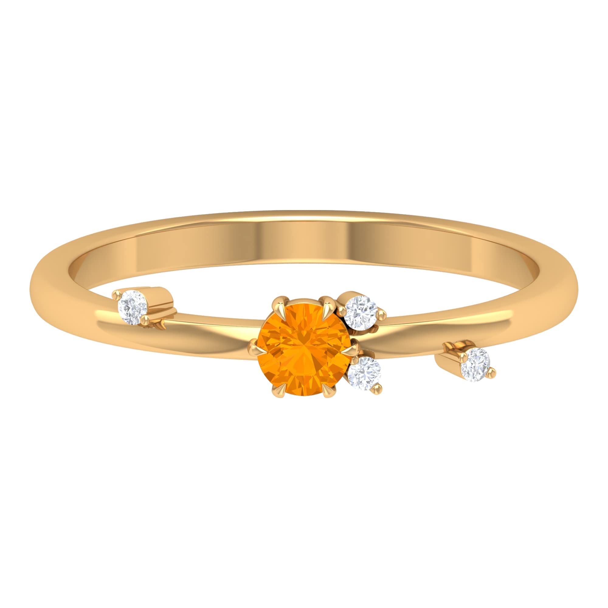 1/4 CT Orange Sapphire & Diamond Ring - 14K Solid Gold Women's Promise Ring, September Birthstone Jewelry for Gifts, Anniversaries & Special Occasions