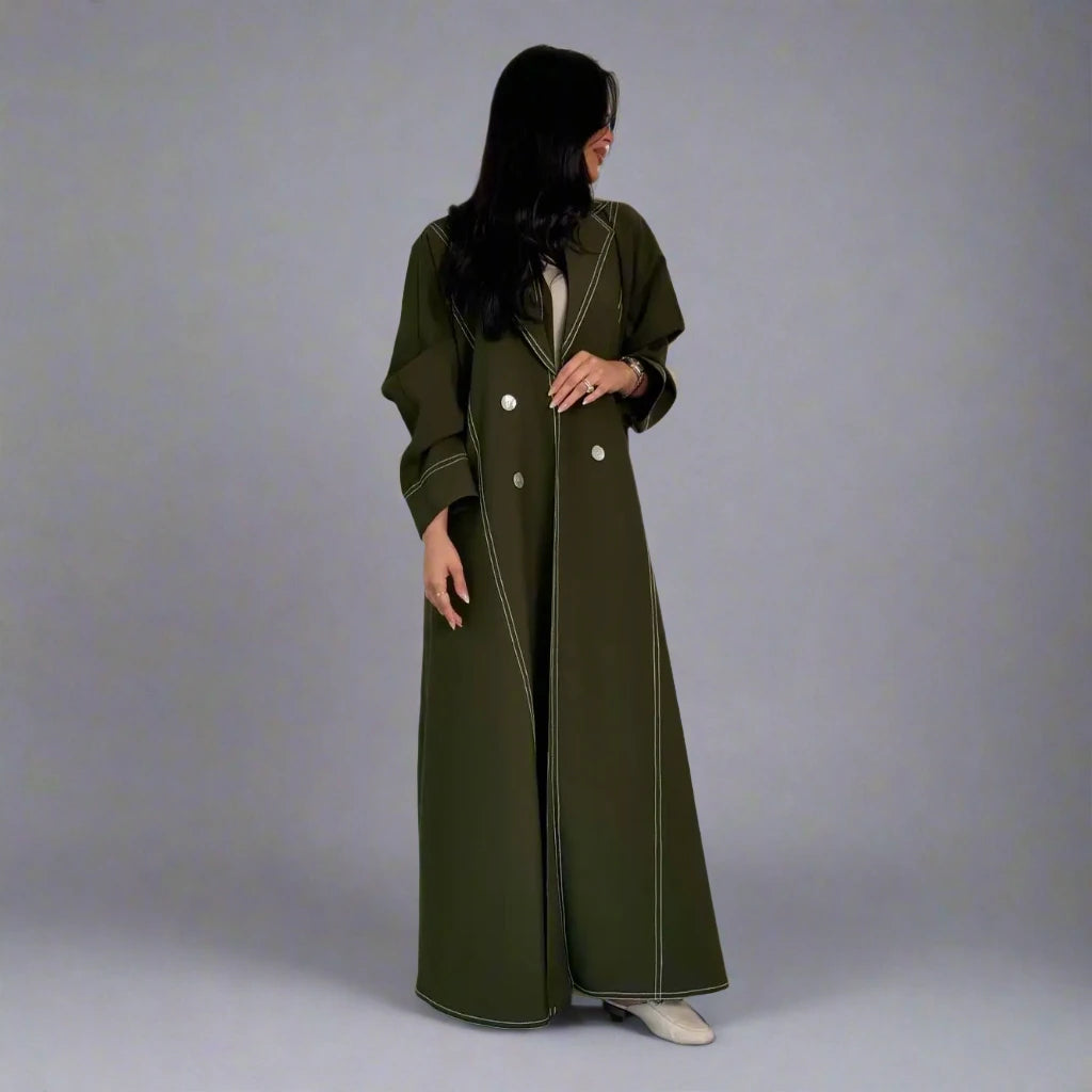 Elegant Double Breasted Cardigan Open Abaya Dress for Women - Modest Islamic Fashion for Prayer, Home & Special Occasions