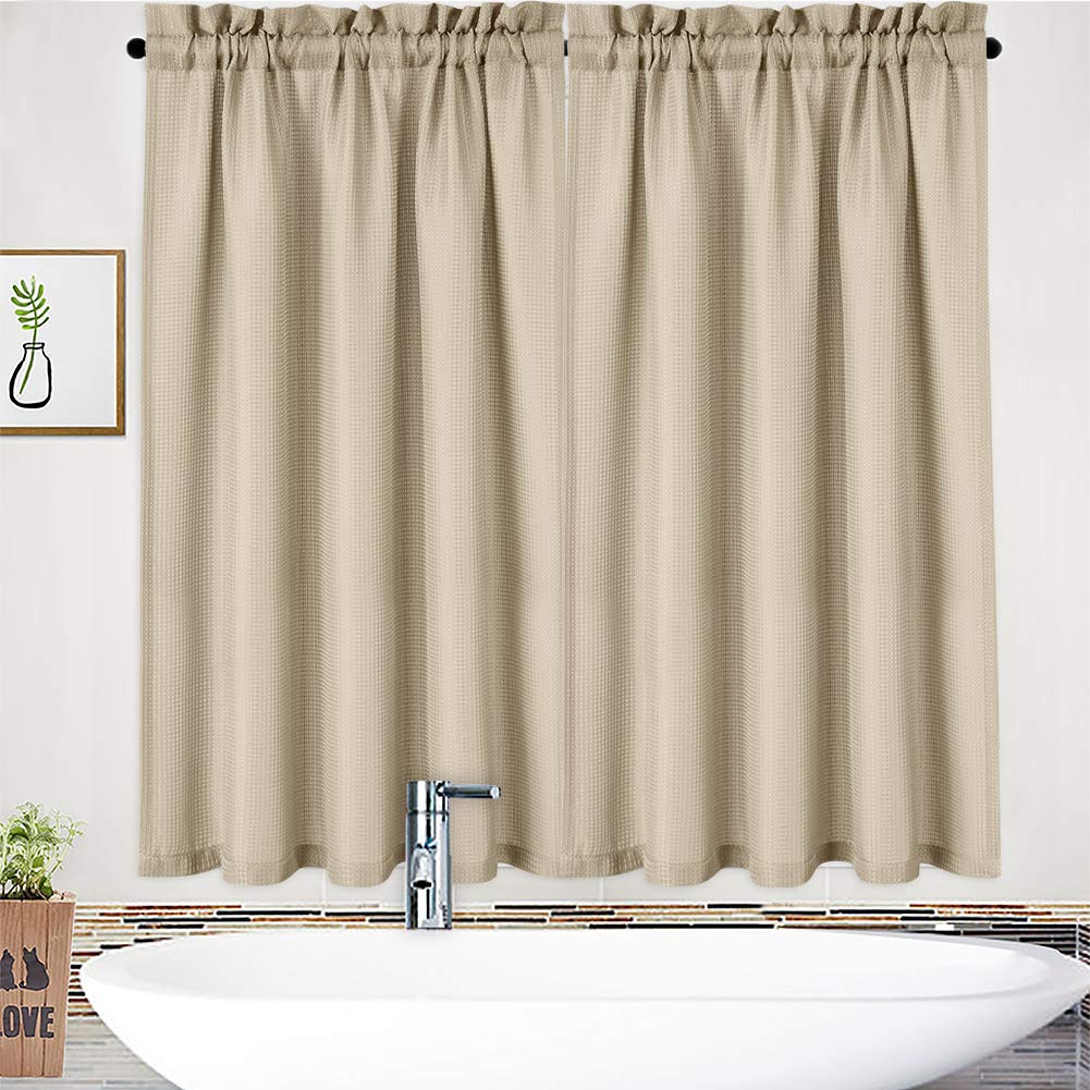 Waffle Woven Textured Short Curtains Set of 2 - 30