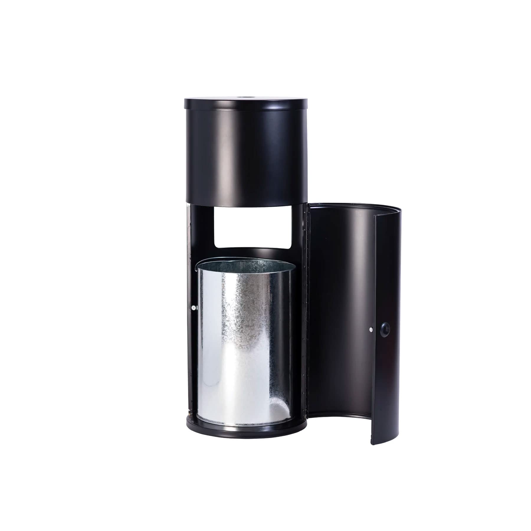 Waste Wise Black Stainless Steel Floor Stand Wipe Dispenser with Built-in Trash Can - Heavy Duty Roll Paper Towel Holder for Gyms, Schools, Daycares & Commercial Facilities | Ideal for Sanitation Stations, Restroom Hygiene & High-Traffic Areas
