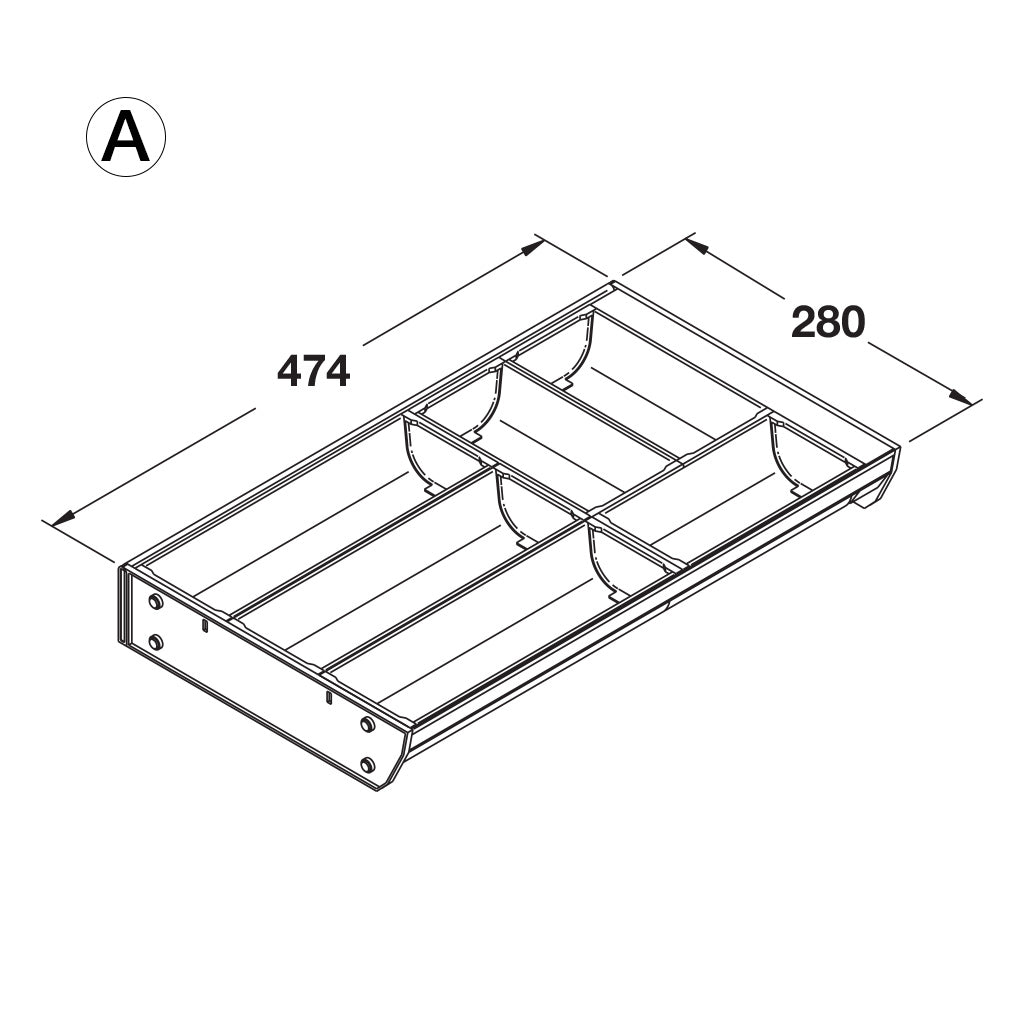 Stainless Steel Cutlery Tray Organizer - 18.7 Inches (474mm) Depth - Perfect for Kitchen Drawer Utensil Storage & Organization