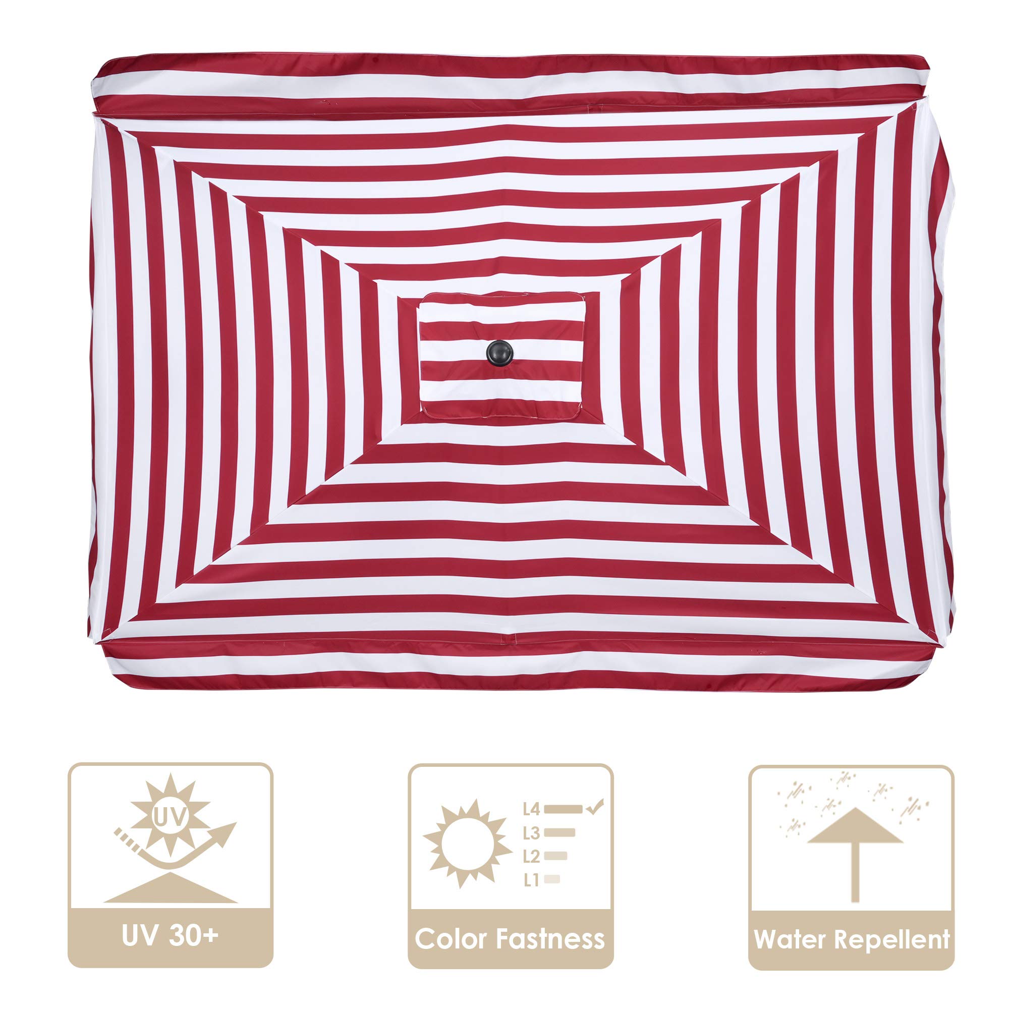 Yescom 10x6.5 Ft Replacement Canopy for Patio Umbrella - Durable Sun Shade Cover for Outdoor Market Tables, Perfect for Backyard, Poolside, and Beach Use