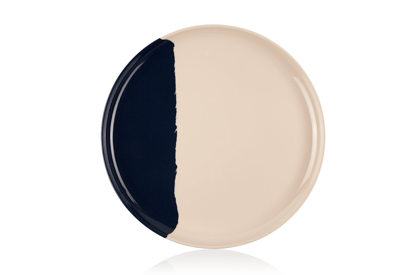 Premium 1/2 & 1/2 Melamine Dinner Plates Set of 4 - Ivory & Navy Color Block Design by Thomas Fuchs Creative | Durable & Stylish Dishware for Outdoor Dining, Picnics, and Everyday Use