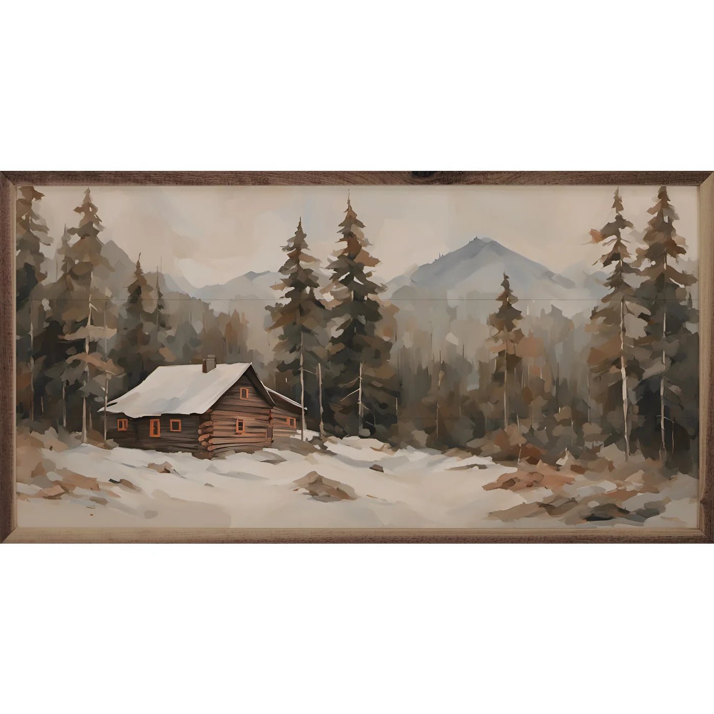 Rustic Cabin in Timber Wood Framed Print - Nature Wall Art for Living Room, Bedroom & Cabin Decor