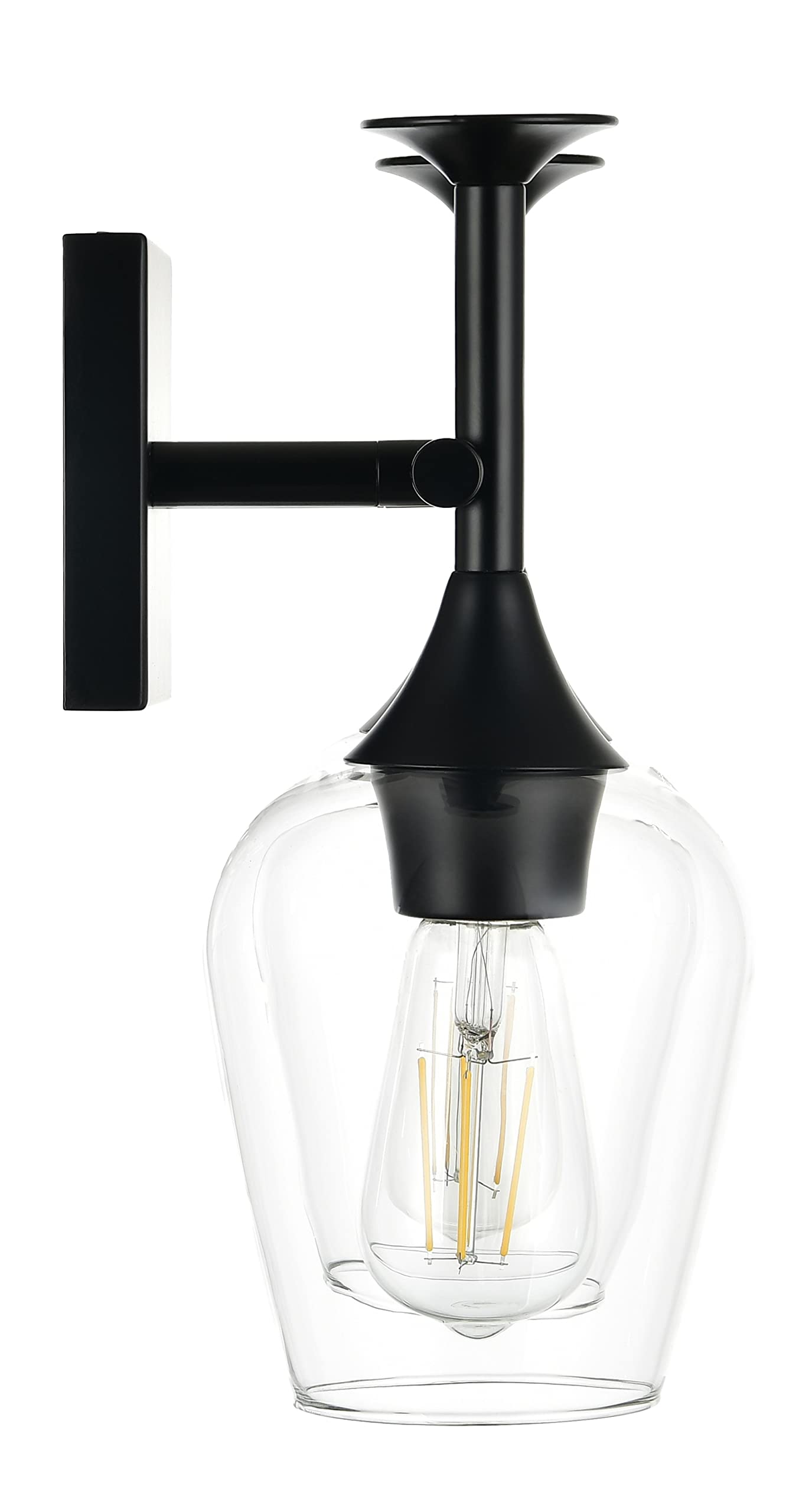Modern Black Bathroom Wall Light Fixtures for Vanity Mirror - 3 Light Wall Sconce with Clear Glass Shade - Perfect for Bathroom, Powder Room & Dressing Room Lighting