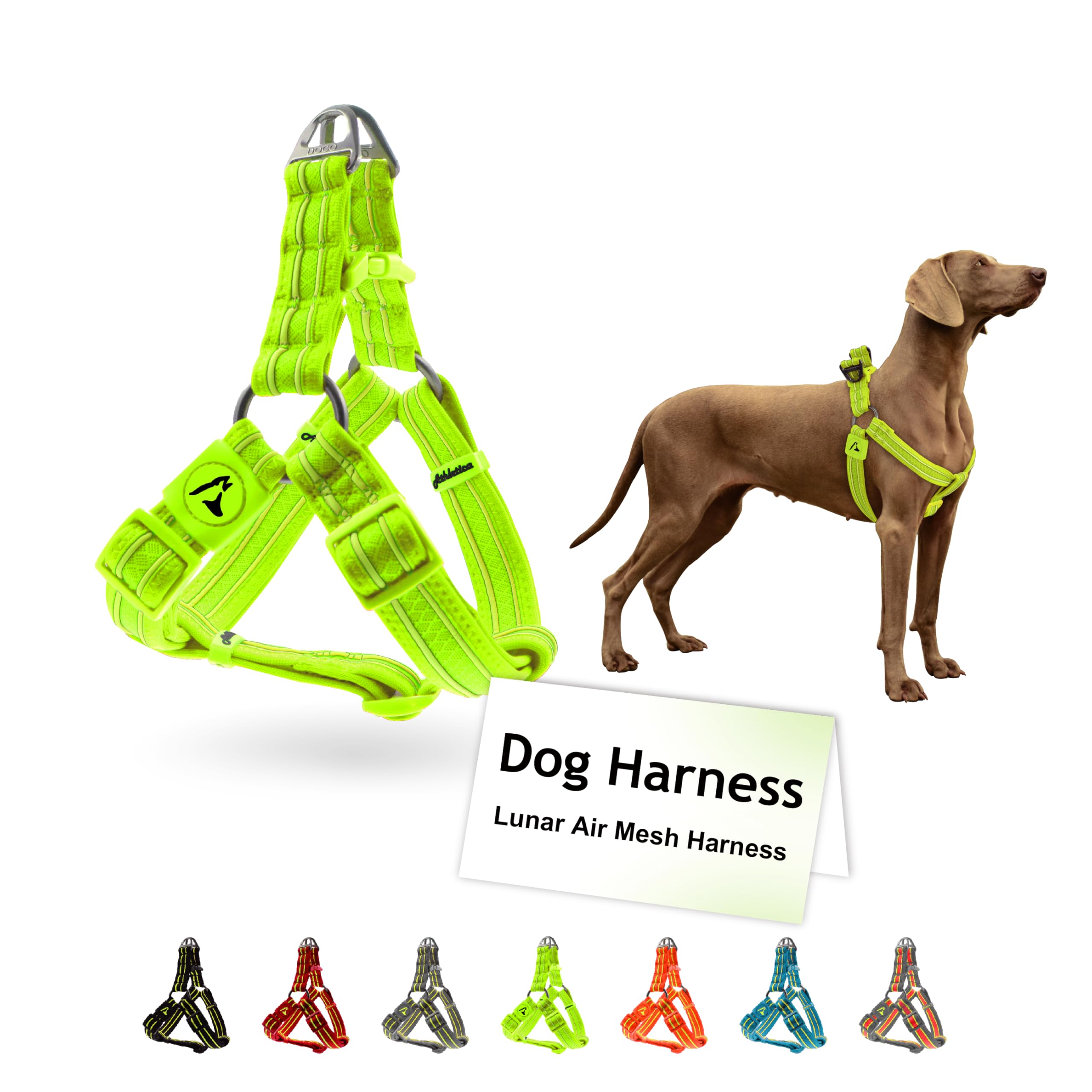 DOCO Solar Air Step-in Reflective Dog Mesh Harness - Lightweight Breathable Pet Walking Vest for Small Medium Large Dogs - Perfect for Daytime & Nighttime Outdoor Adventures, Hiking and Jogging