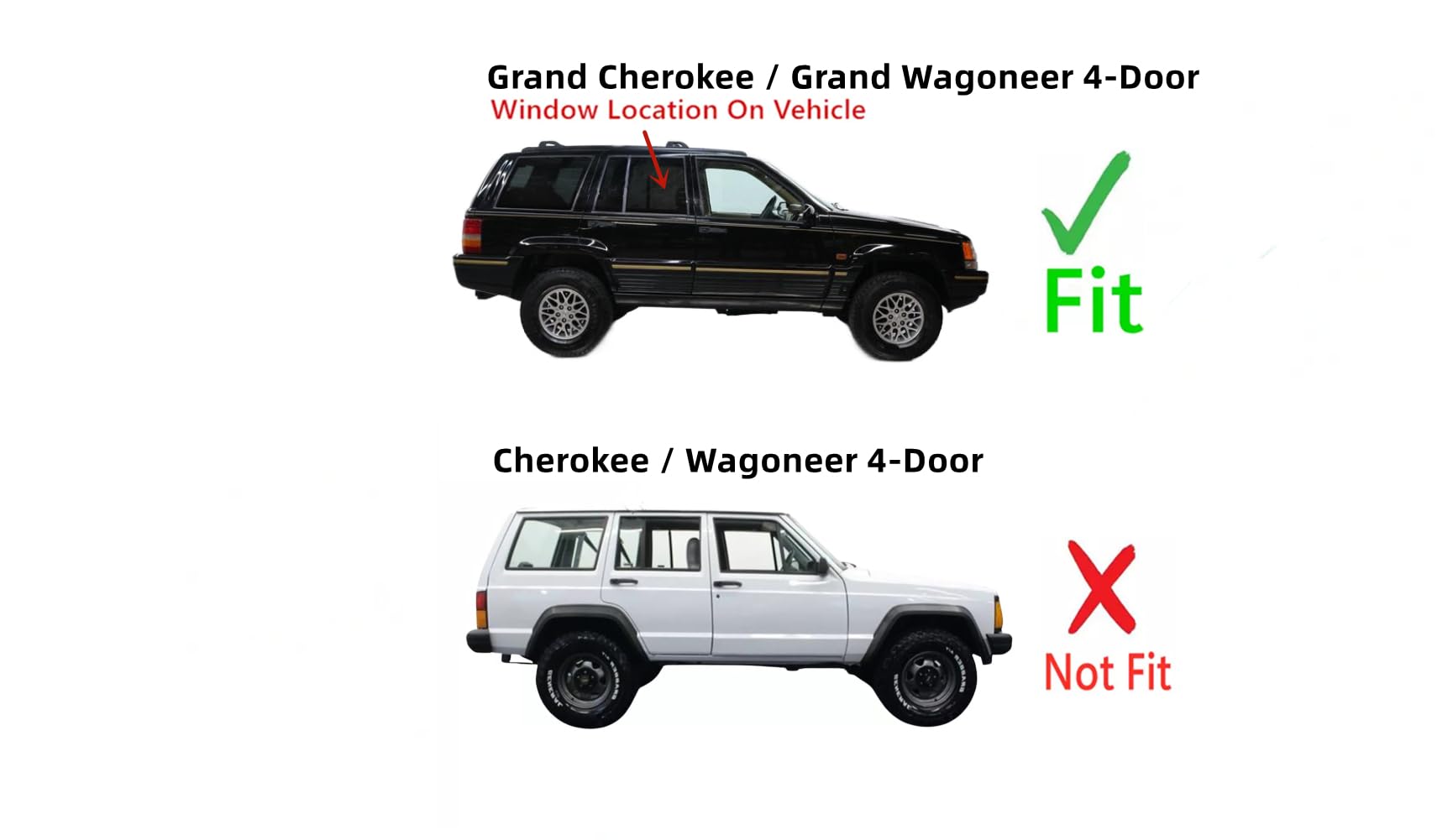Jeep Grand Cherokee 1995-1998 Right Side Rear Passenger Door Window Glass Replacement - Perfect for Auto Repair & Restoration Projects