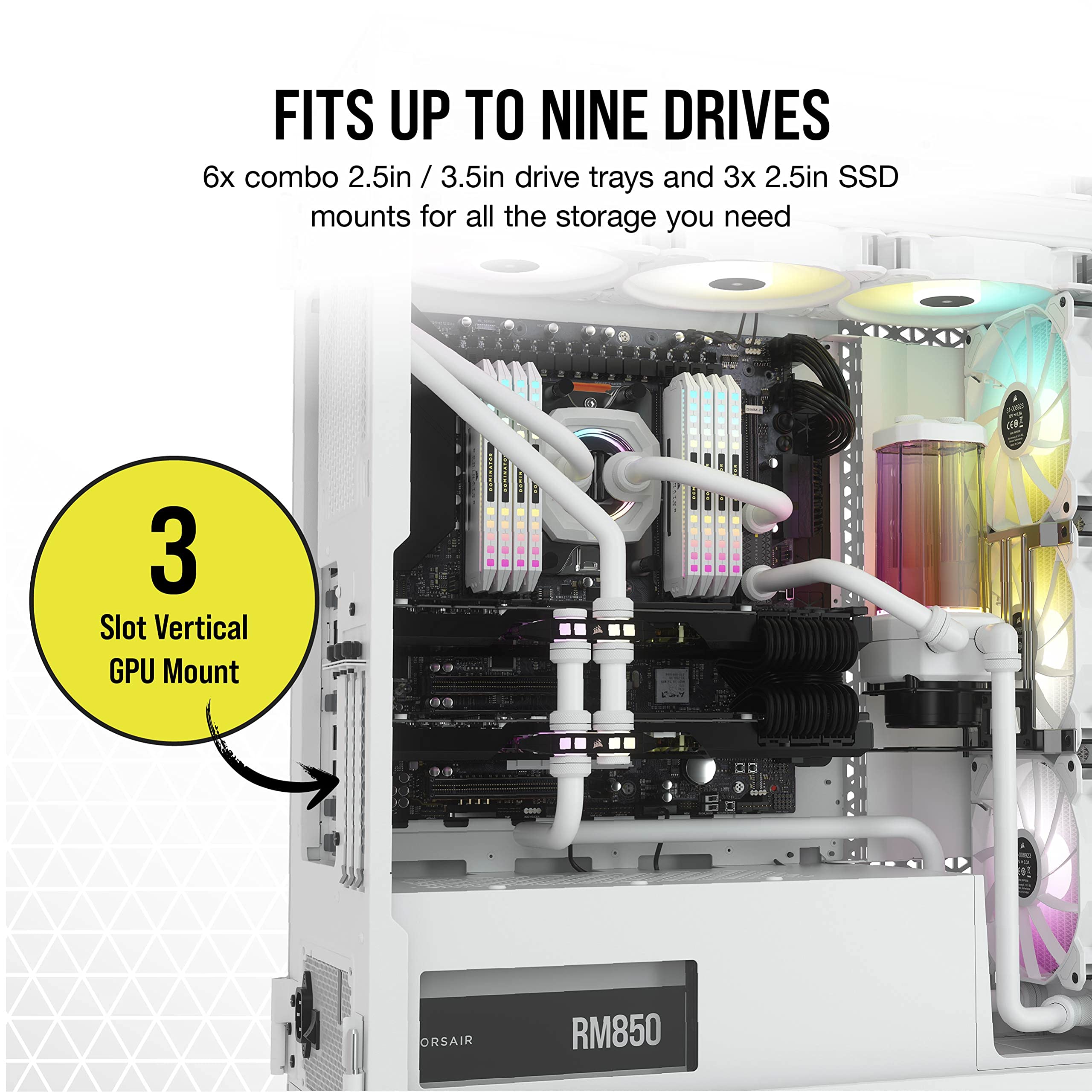 Corsair iCUE 7000X RGB Full-Tower ATX PC Case - White | 3 Tempered Glass Panels, 4x 140mm RGB Fans | Smart Fan & RGB Control | Spacious Interior & Easy Cable Management | Perfect for Gaming PC Builds & High-Performance Workstations